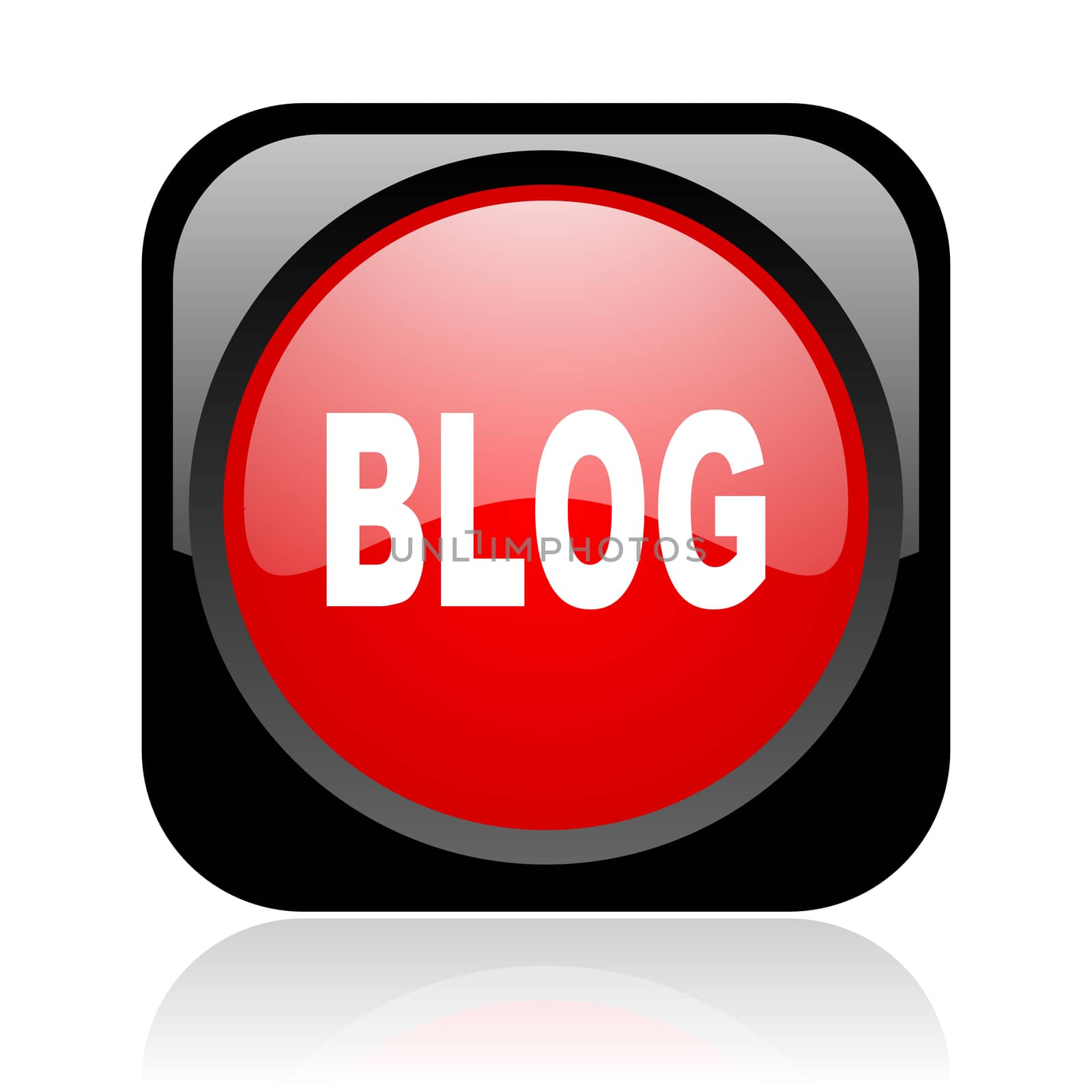 blog black and red square web glossy icon
