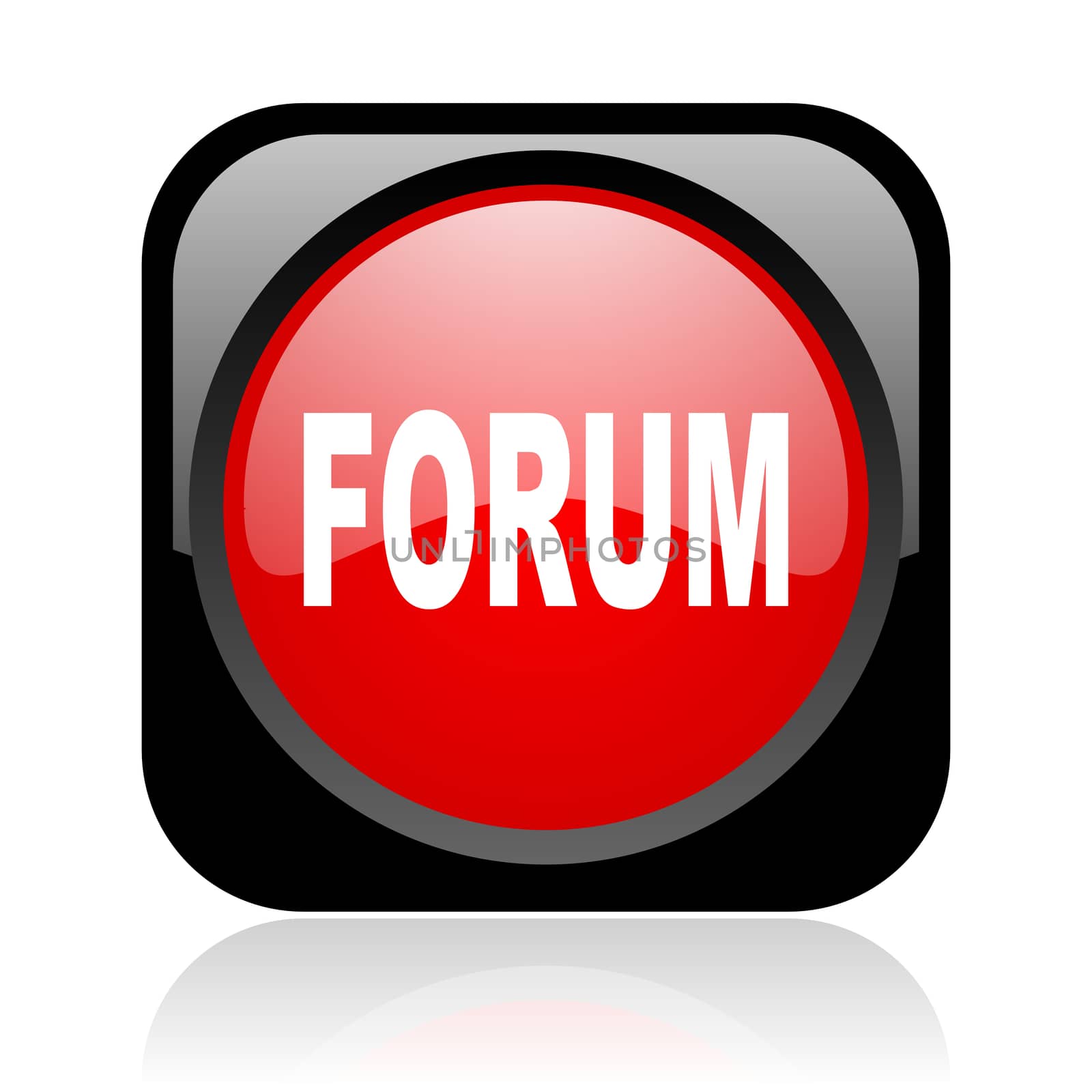 forum black and red square web glossy icon