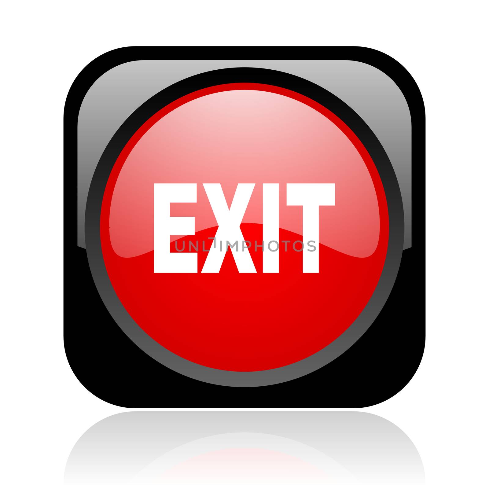 exit black and red square web glossy icon