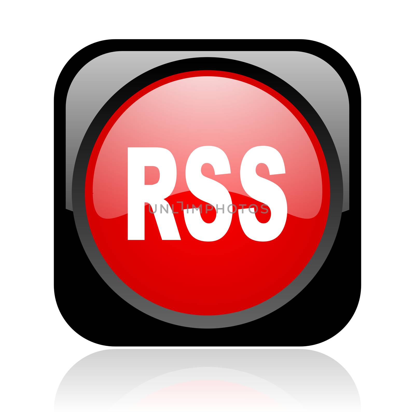 rss black and red square web glossy icon