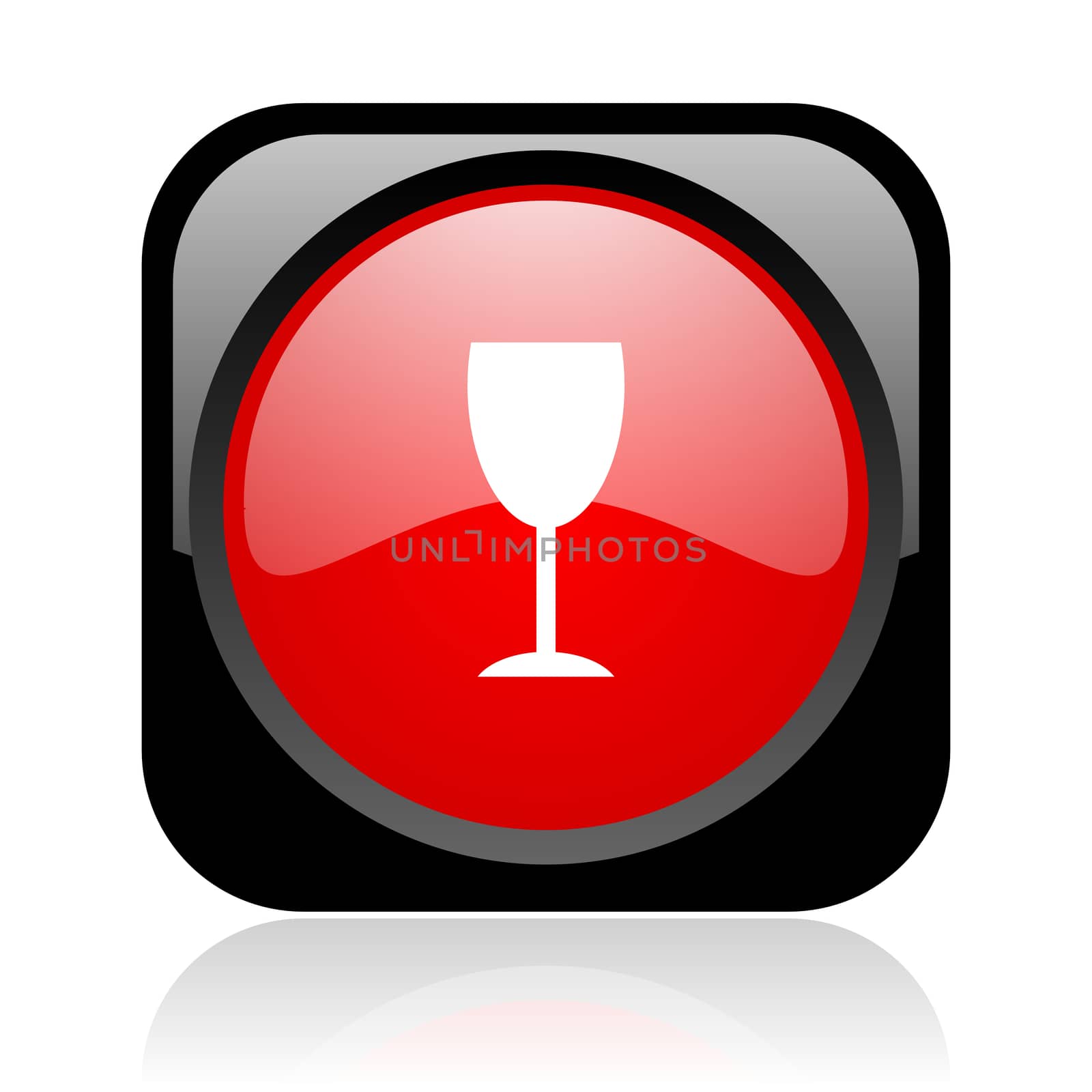 glass black and red square web glossy icon