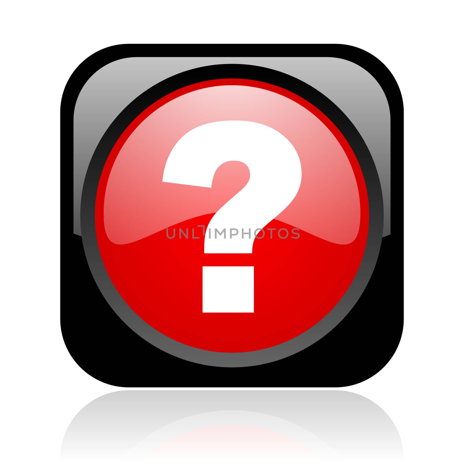 question mark black and red square web glossy icon