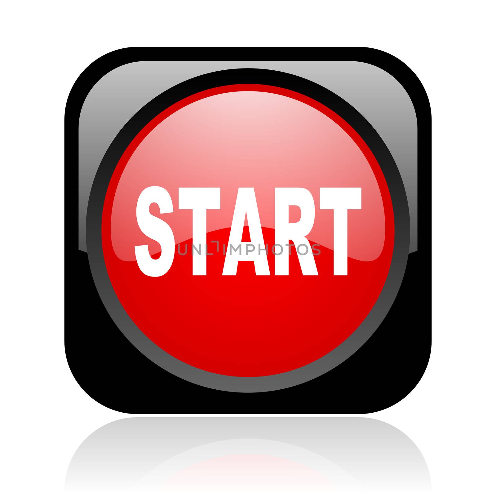 start black and red square web glossy icon