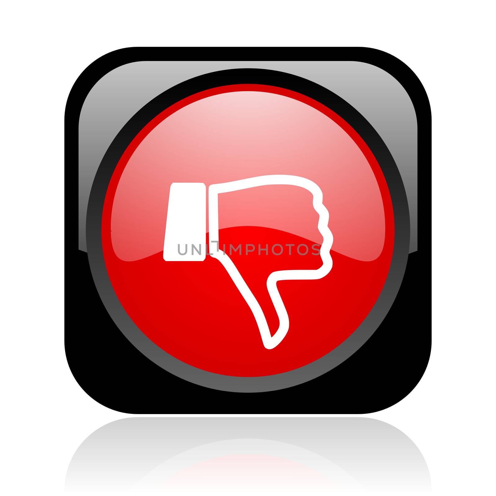 thumb down black and red square web glossy icon