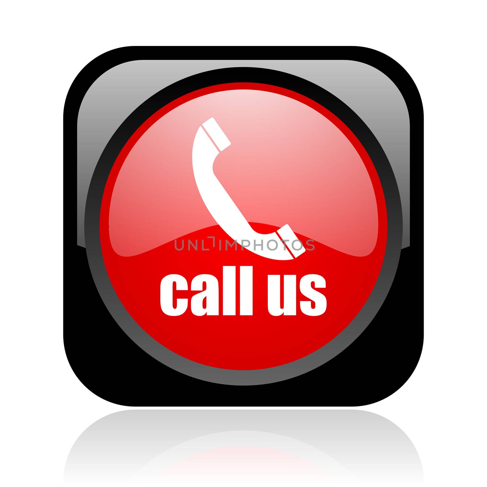 call us black and red square web glossy icon