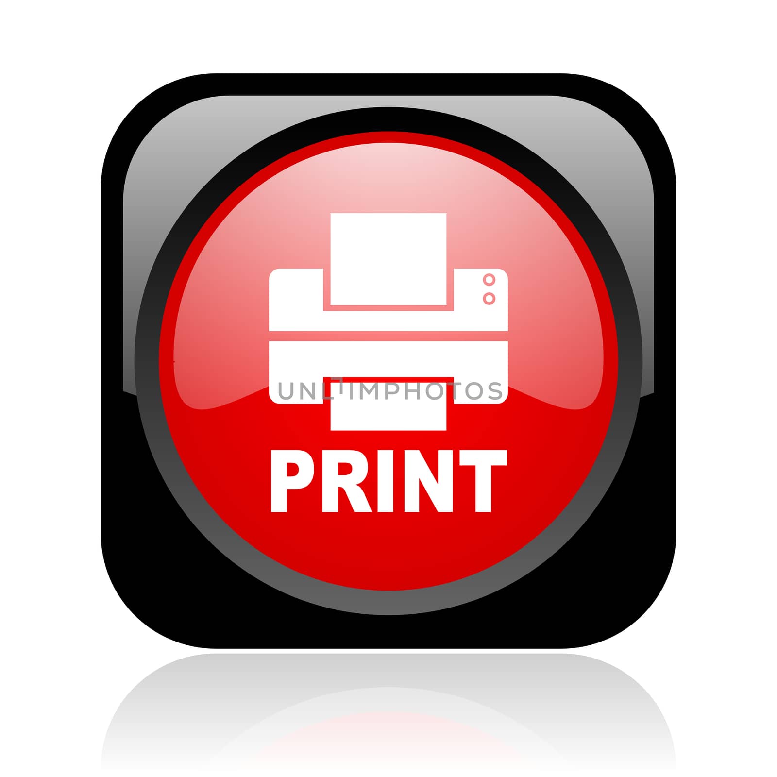 print black and red square web glossy icon