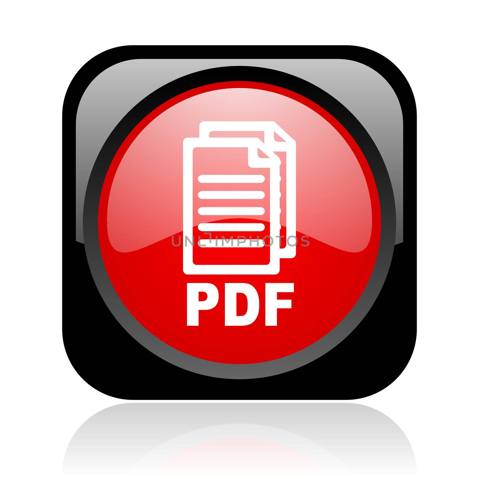 pdf black and red square web glossy icon