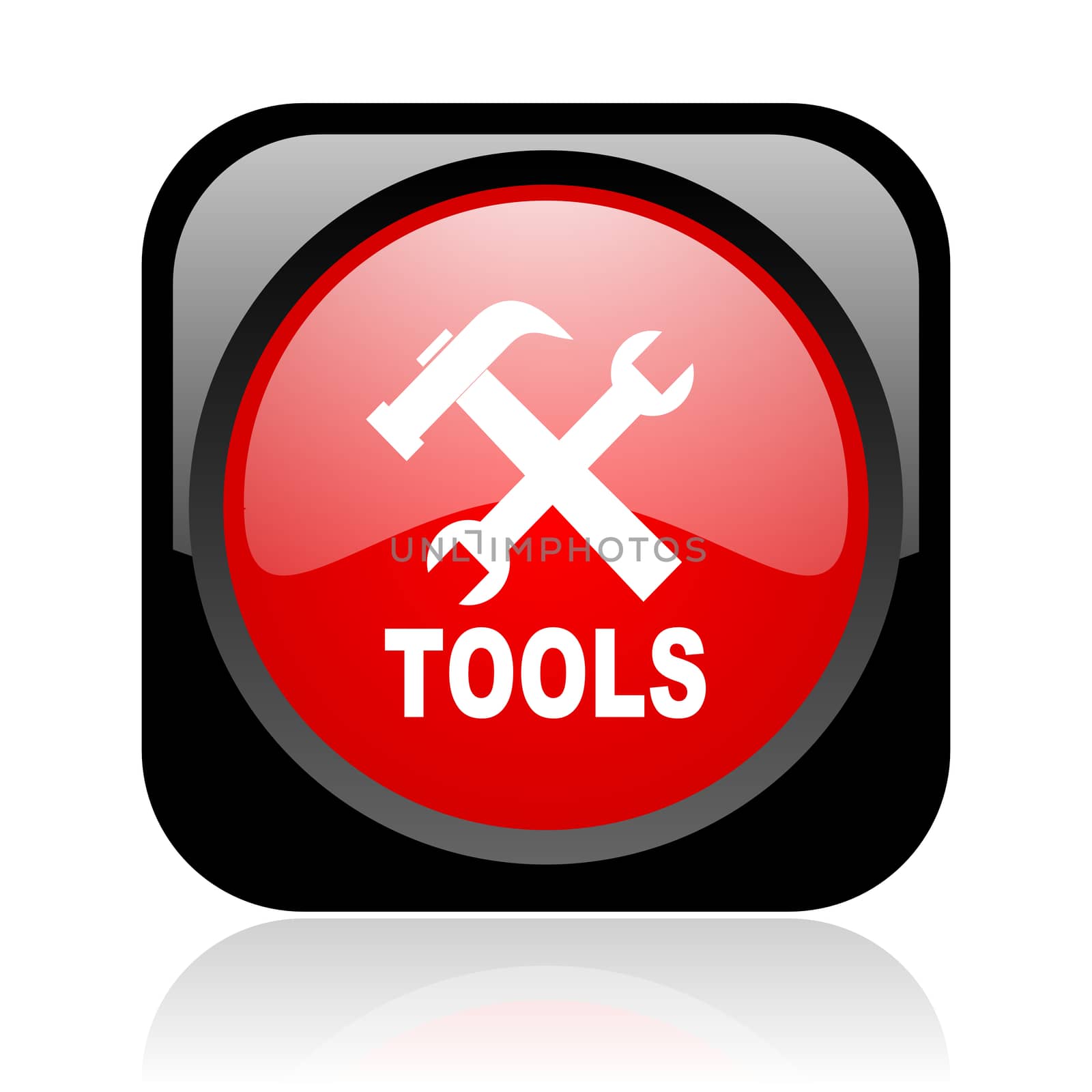 tools black and red square web glossy icon