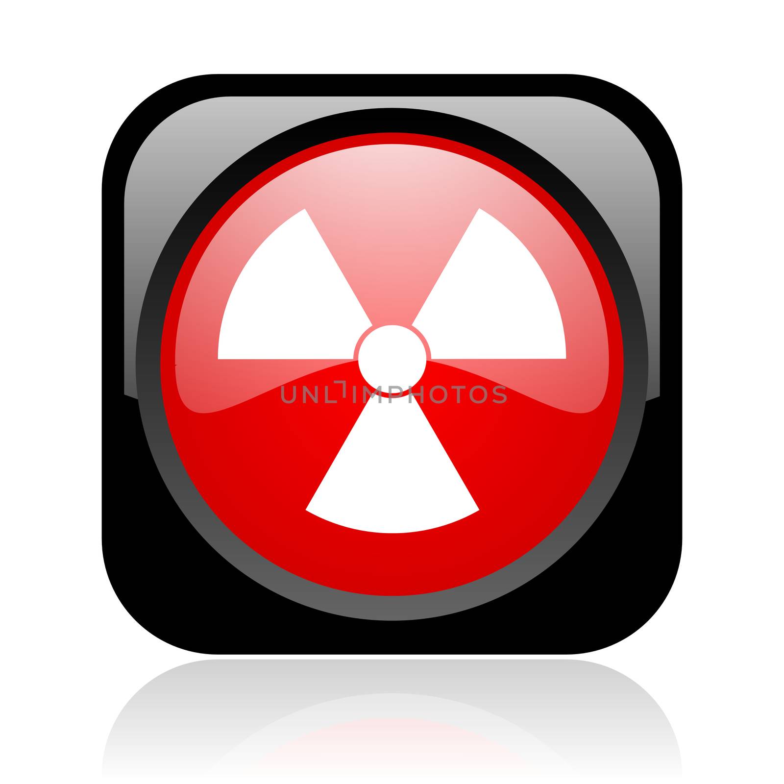 radiation black and red square web glossy icon