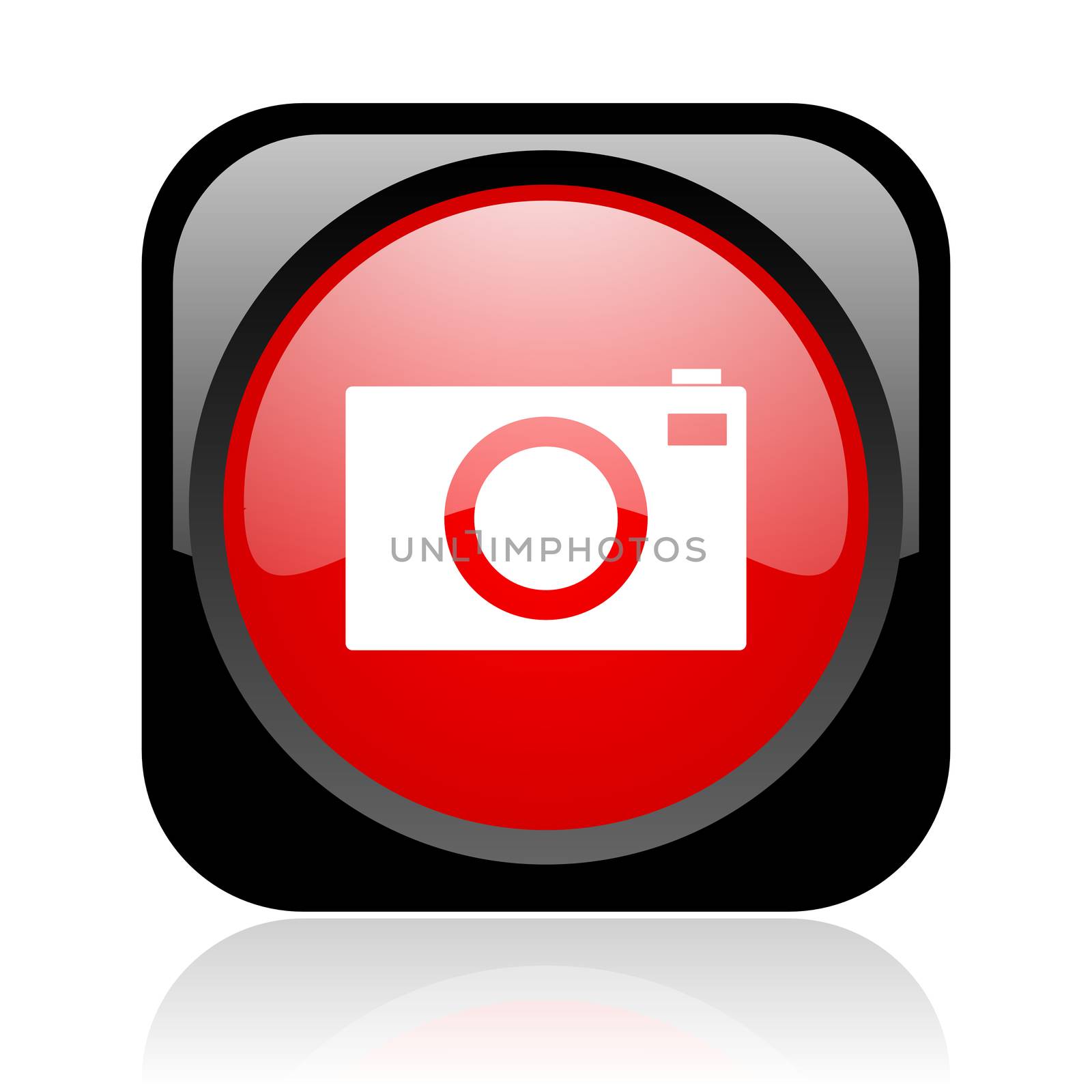 camera black and red square web glossy icon