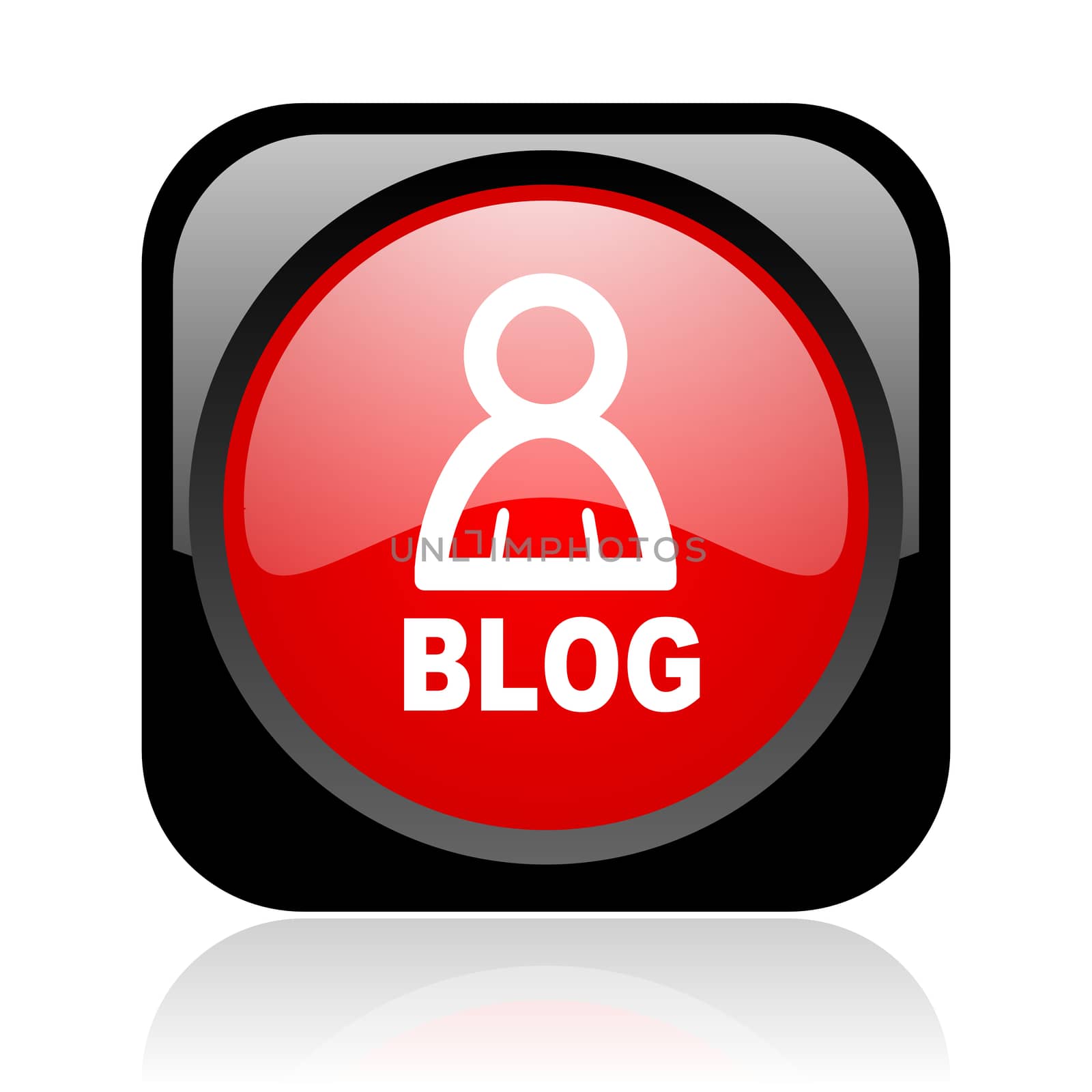 blog black and red square web glossy icon
