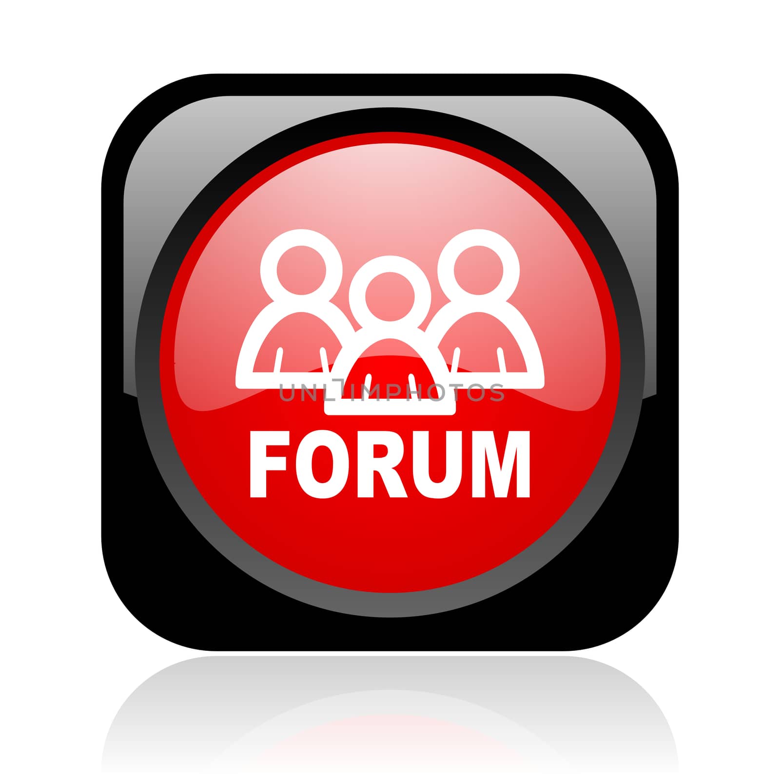 forum black and red square web glossy icon
