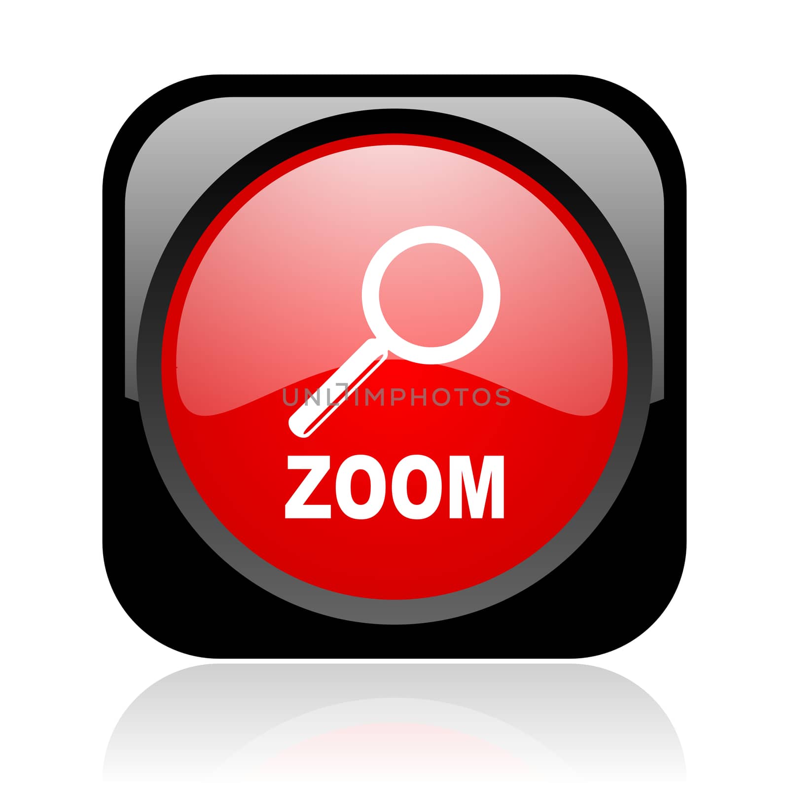 zoom black and red square web glossy icon