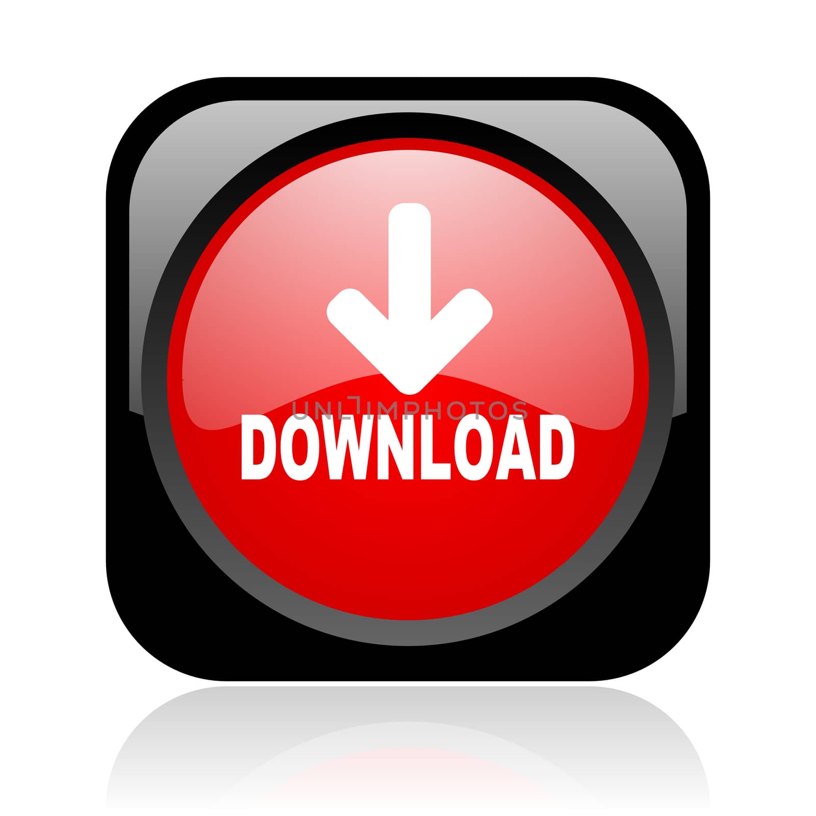 download black and red square web glossy icon