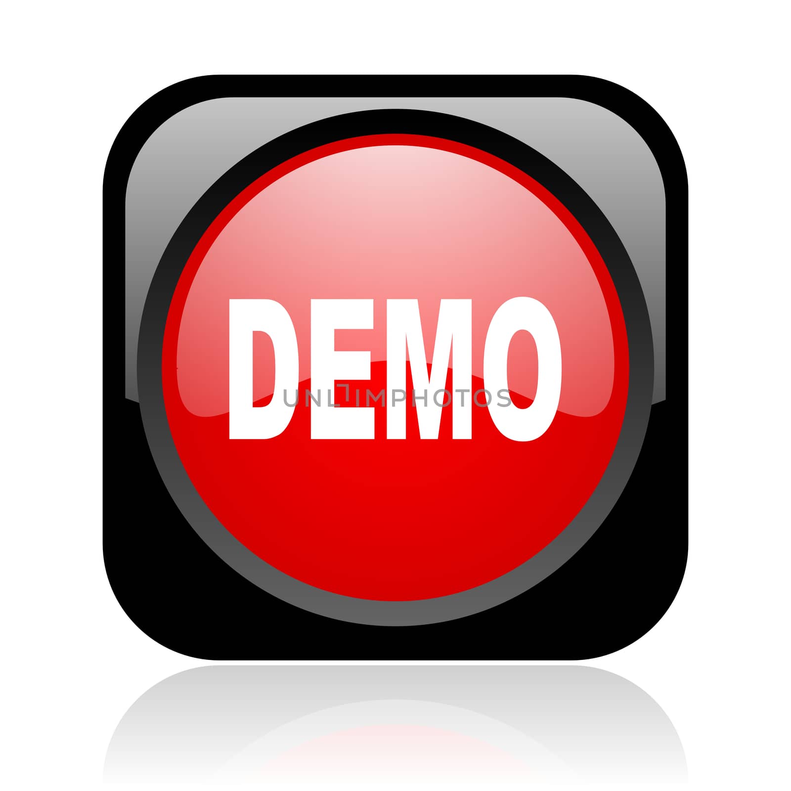demo black and red square web glossy icon