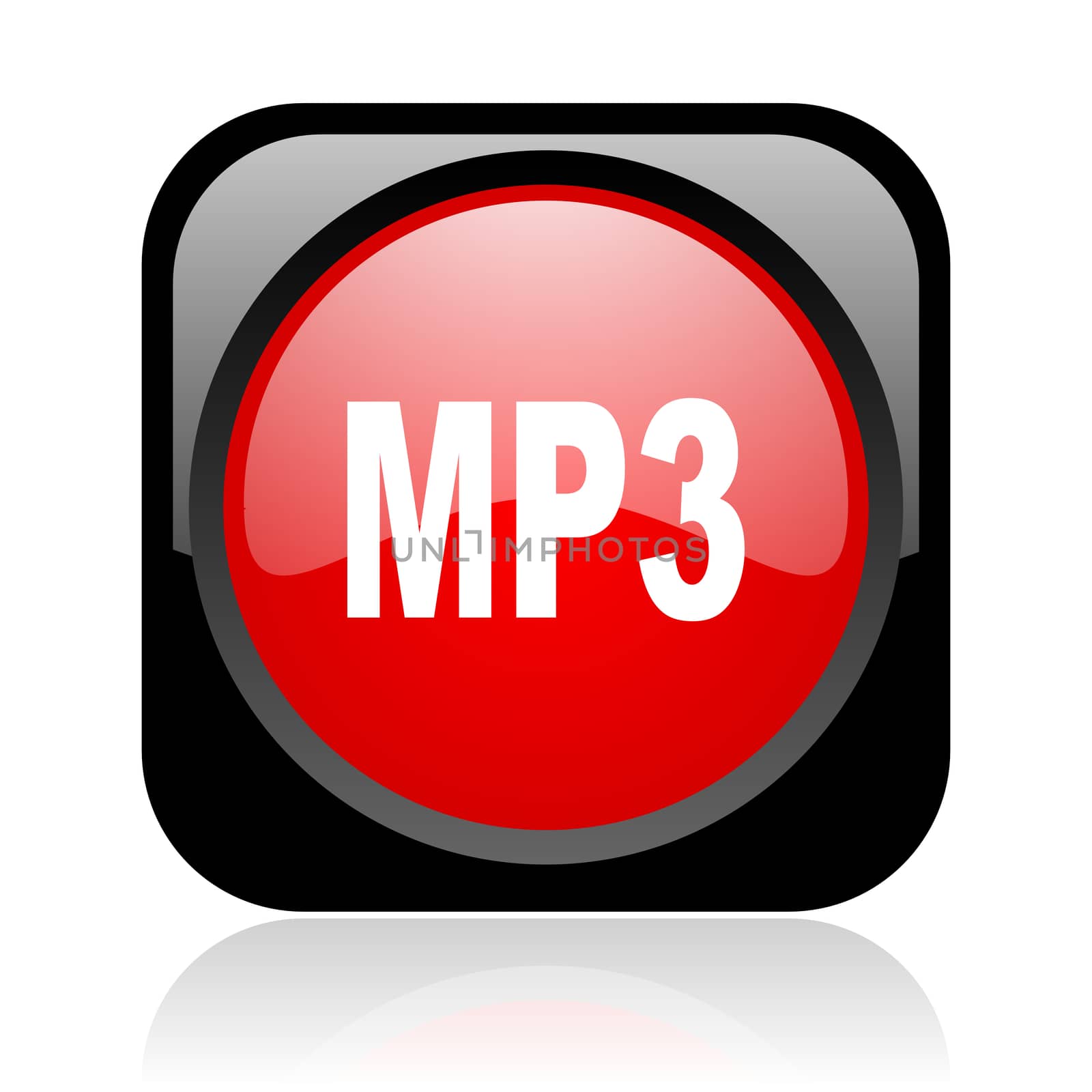 mp3 black and red square web glossy icon