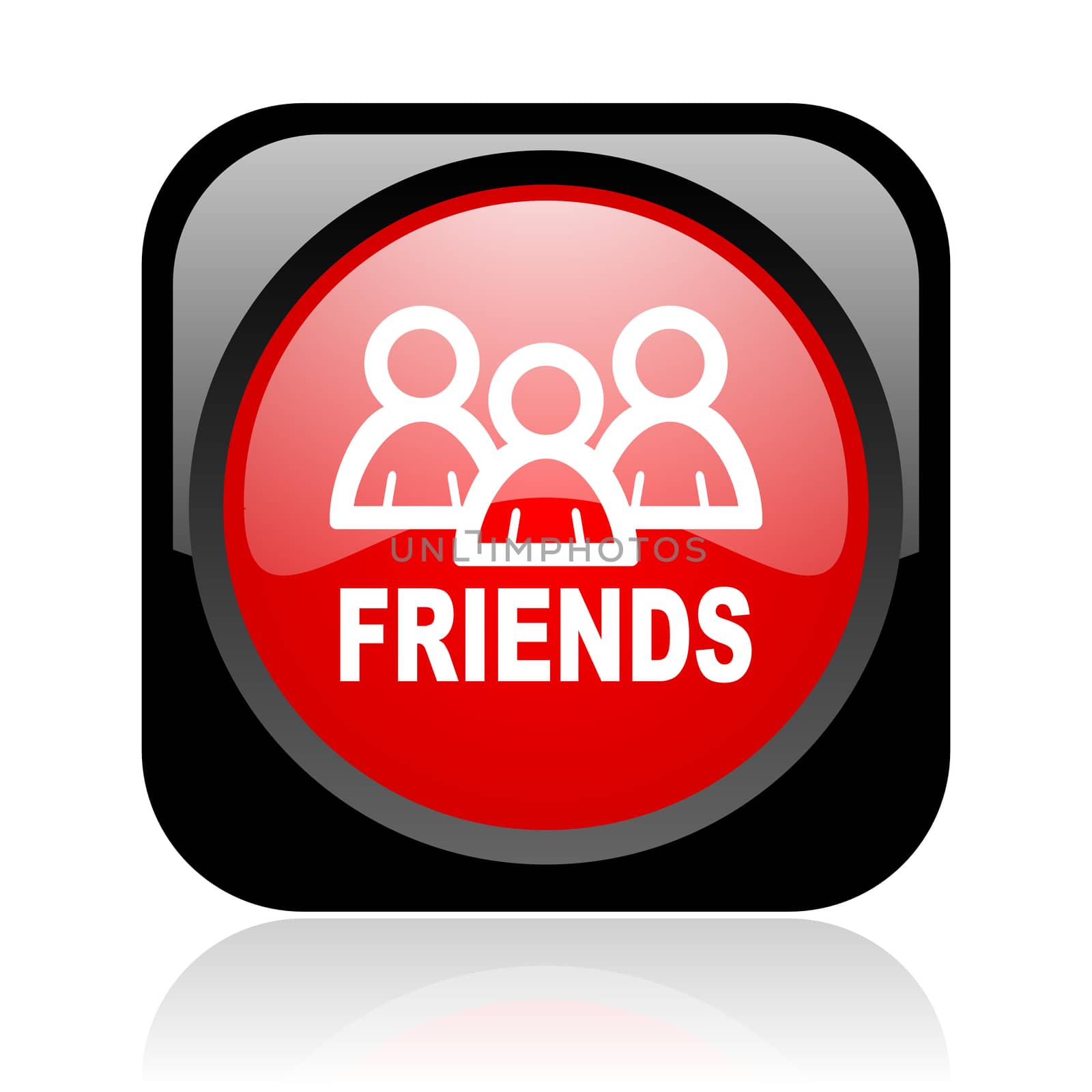 friends black and red square web glossy icon