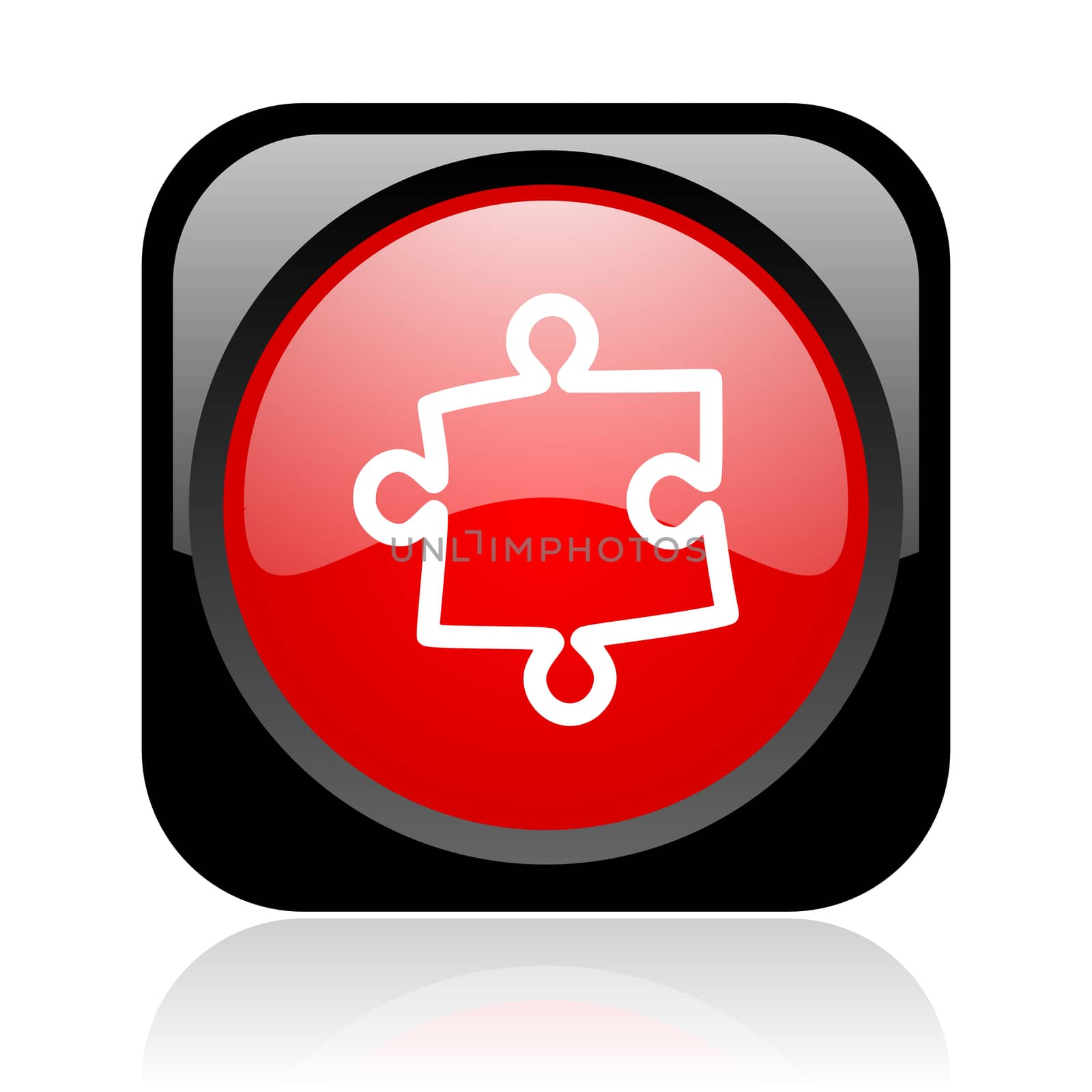 puzzle black and red square web glossy icon
