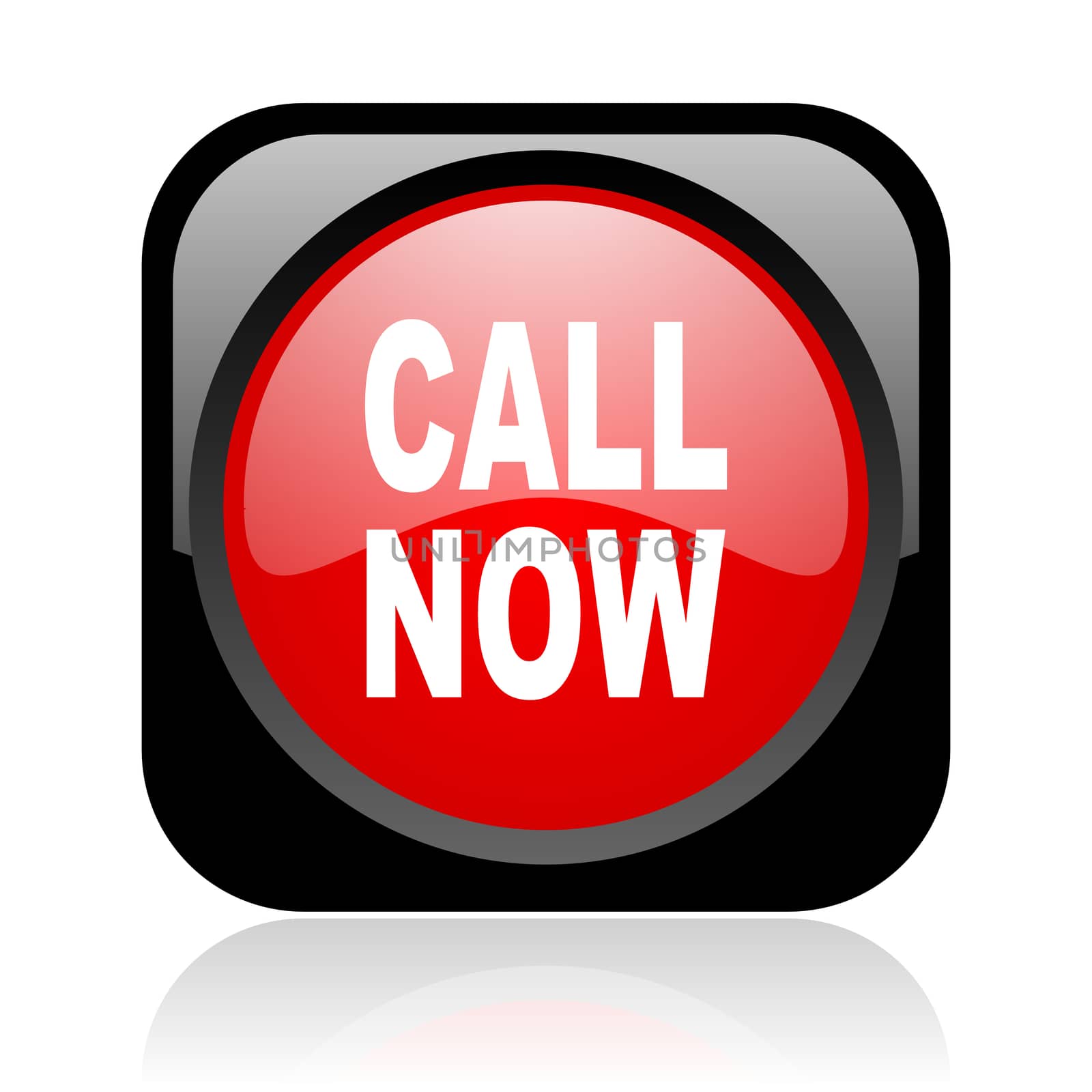 call now black and red square web glossy icon