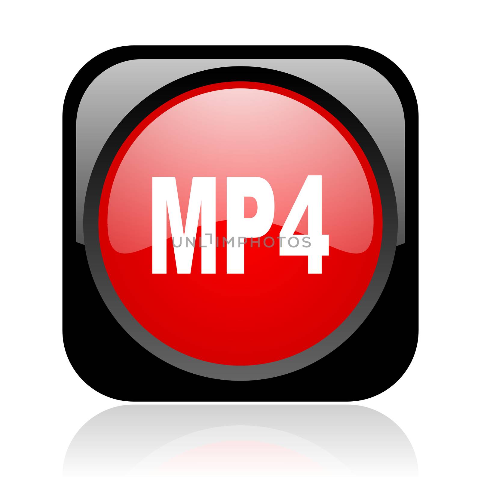 mp4 black and red square web glossy icon