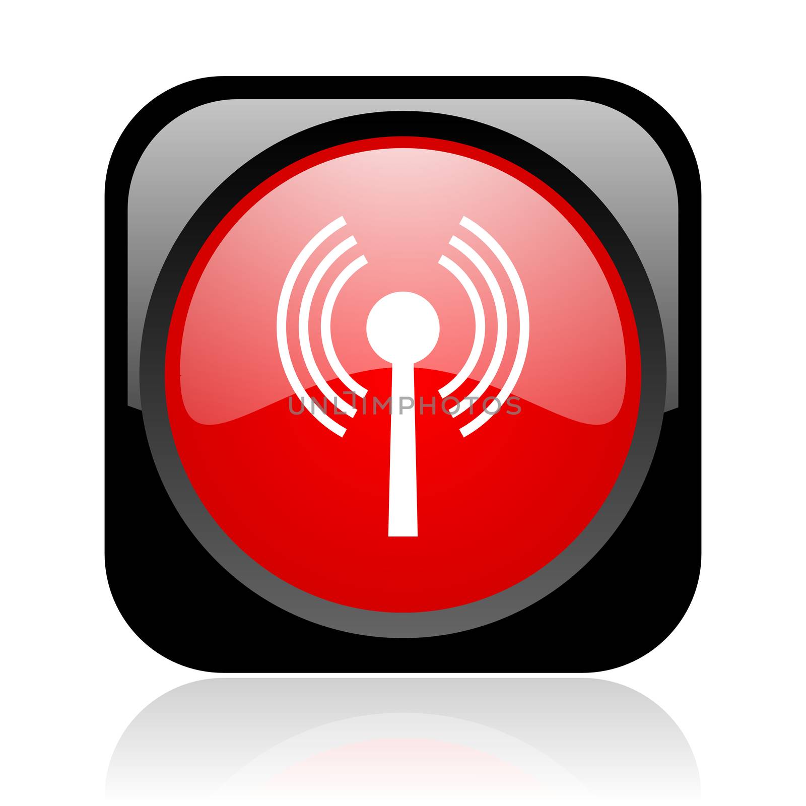 wifi black and red square web glossy icon