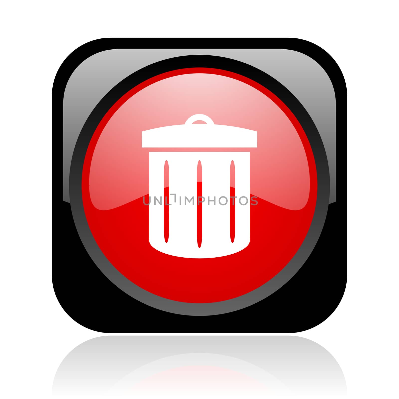 recycle black and red square web glossy icon