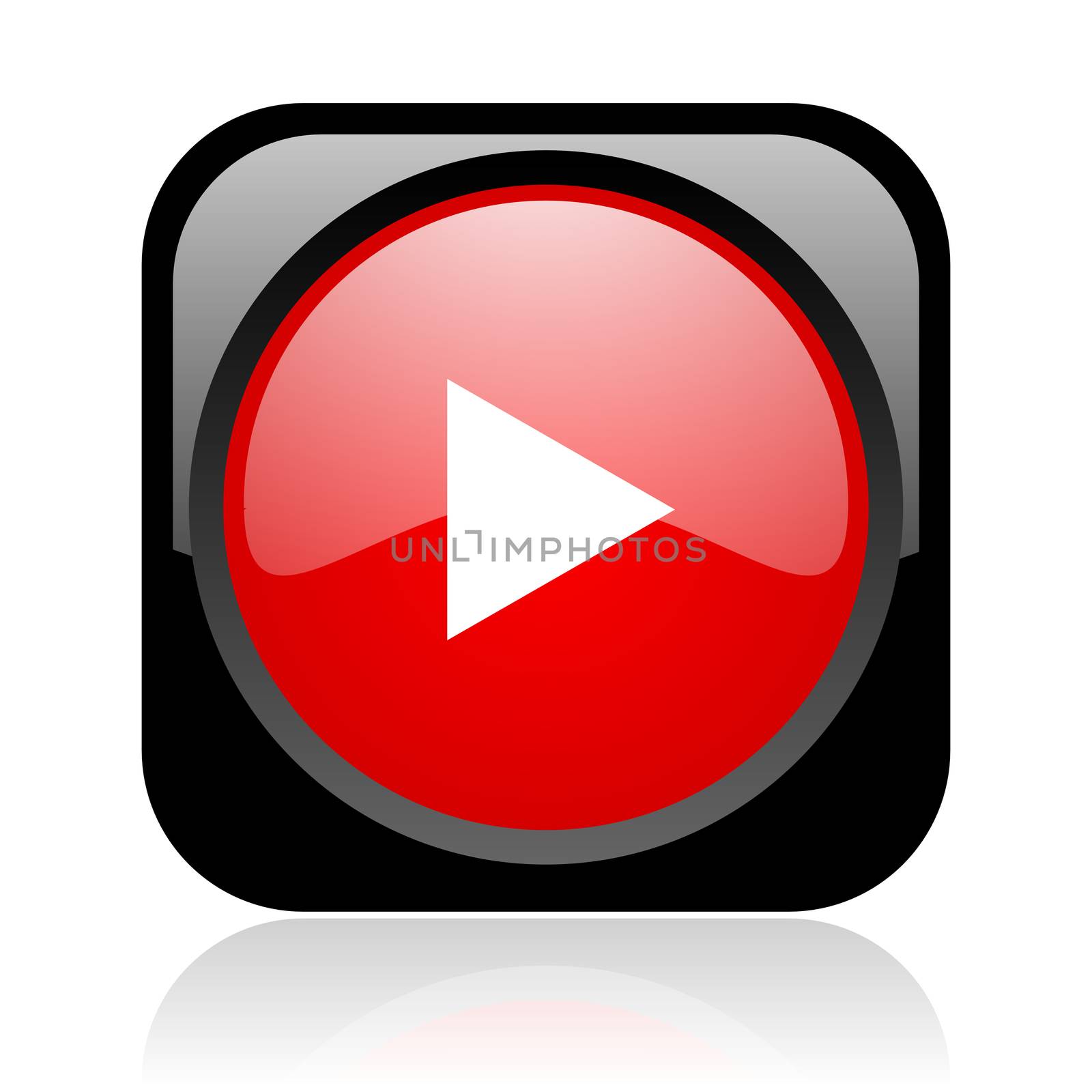 play black and red square web glossy icon
