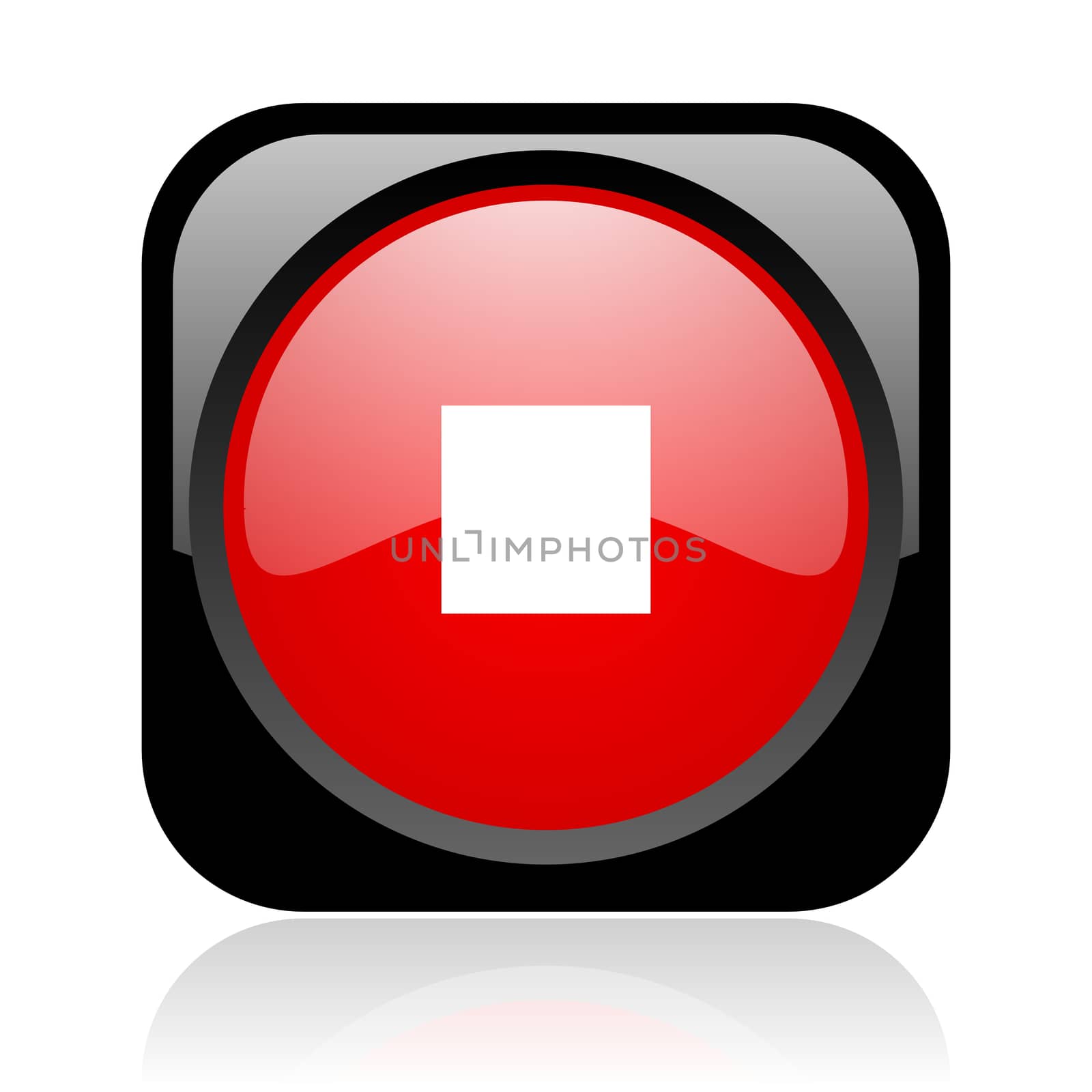 stop black and red square web glossy icon
