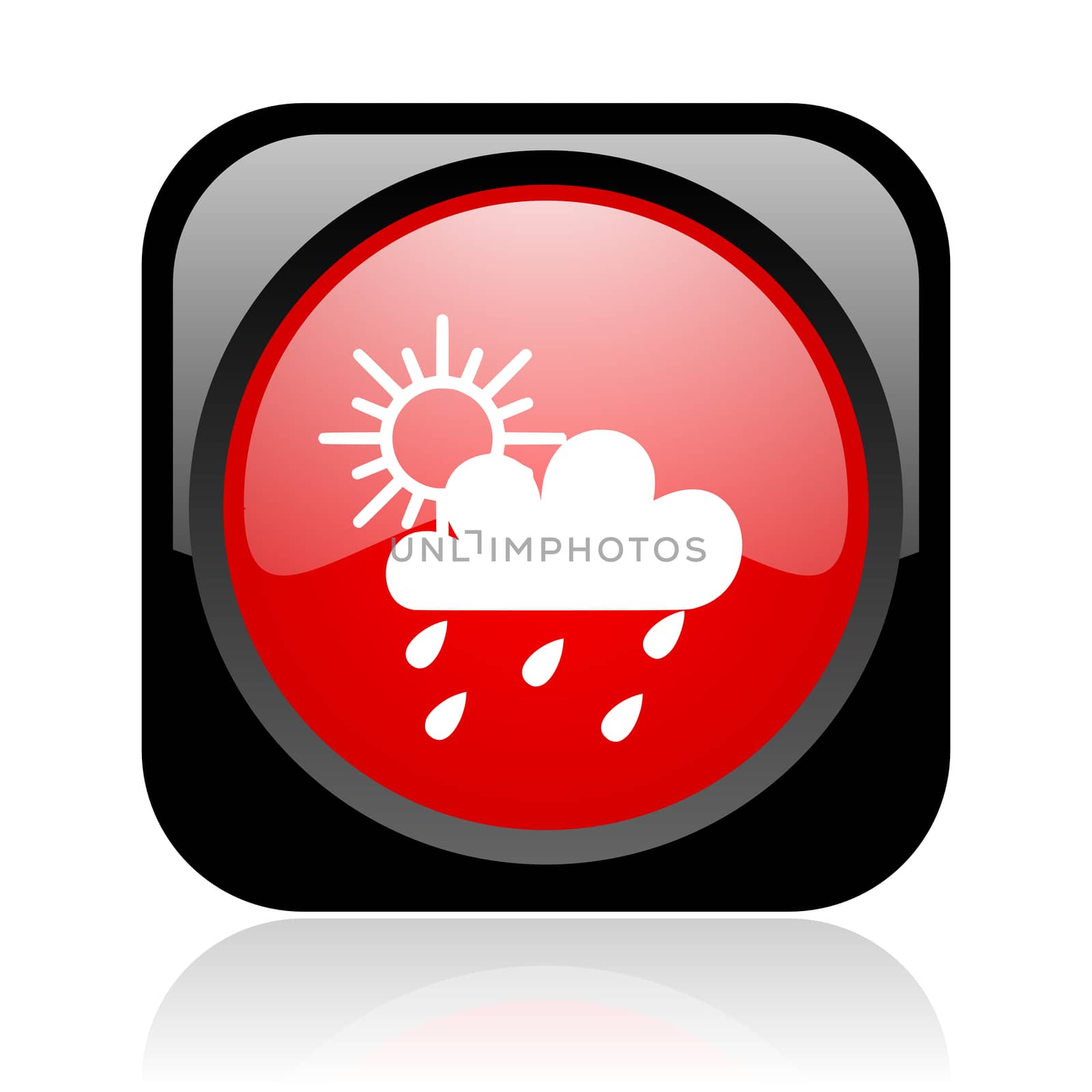weather forecast black and red square web glossy icon