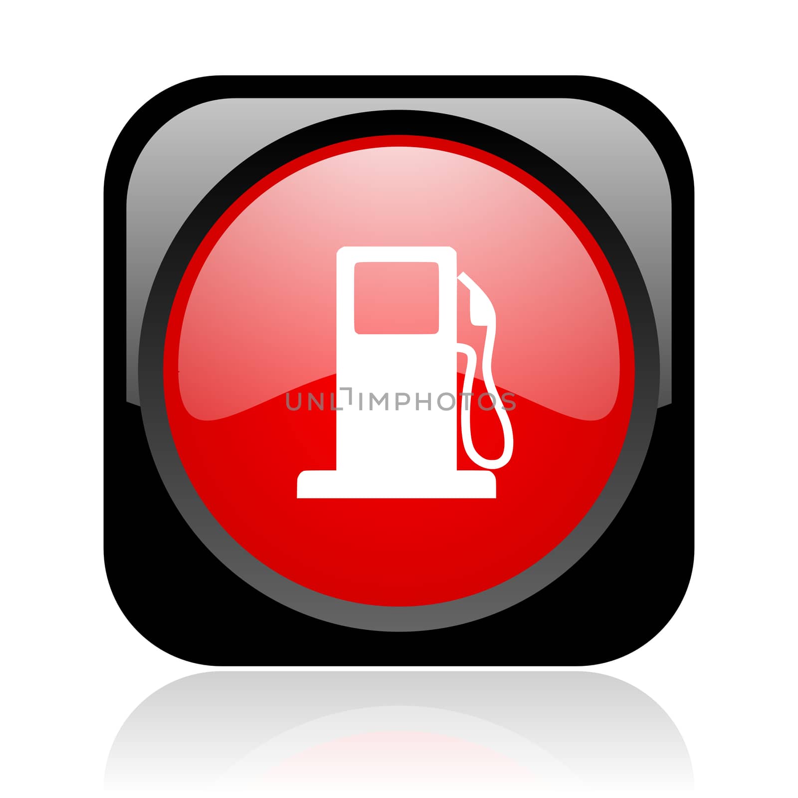fuel black and red square web glossy icon