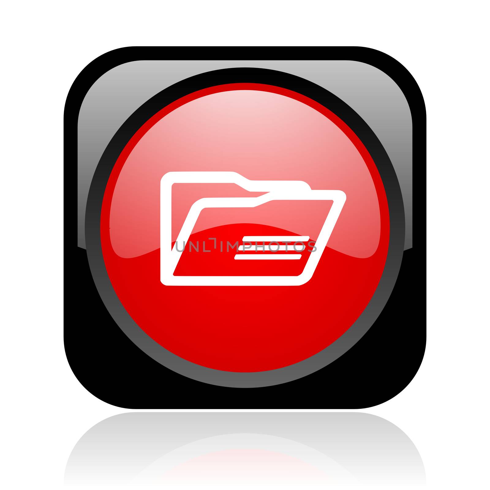 folder black and red square web glossy icon