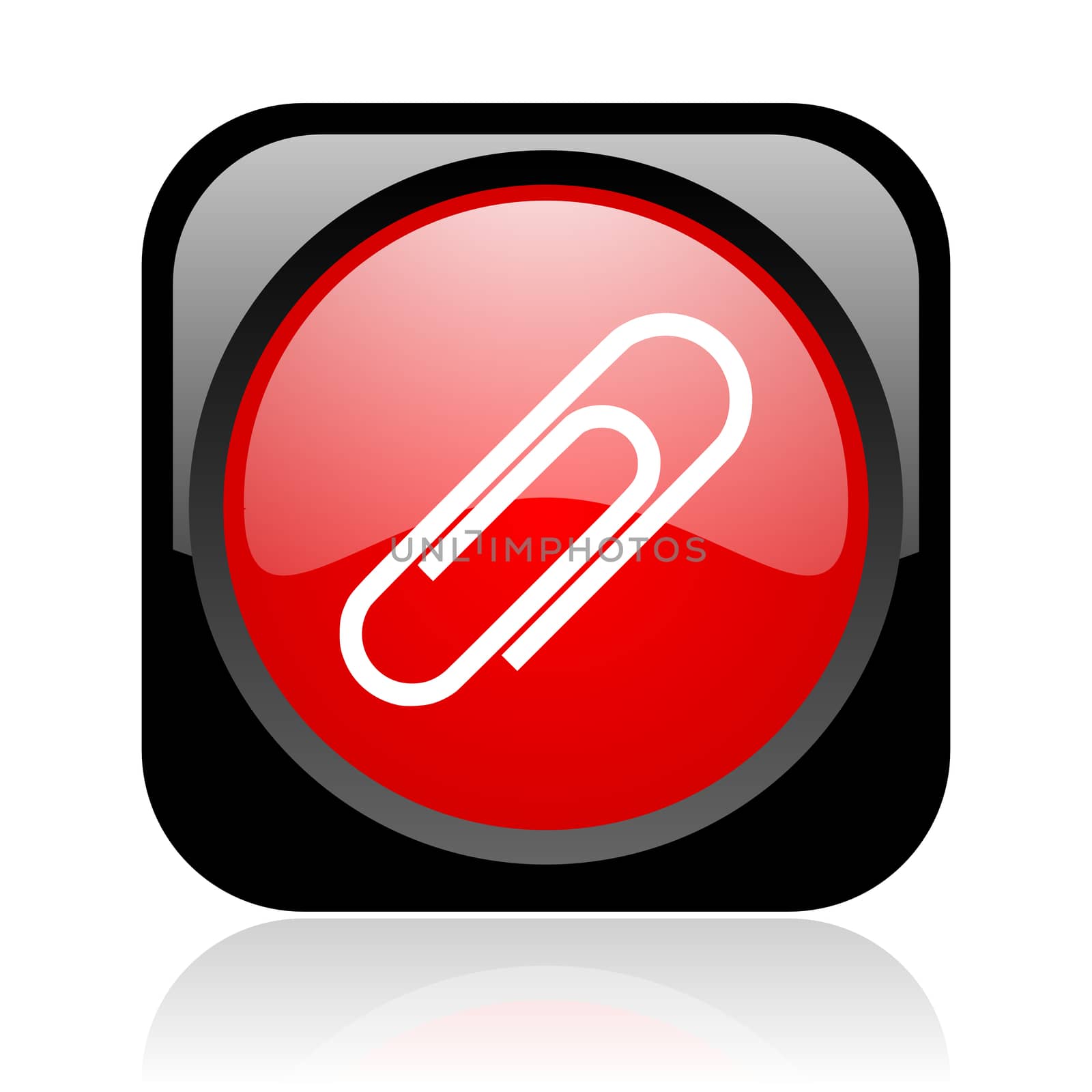 paper clip black and red square web glossy icon