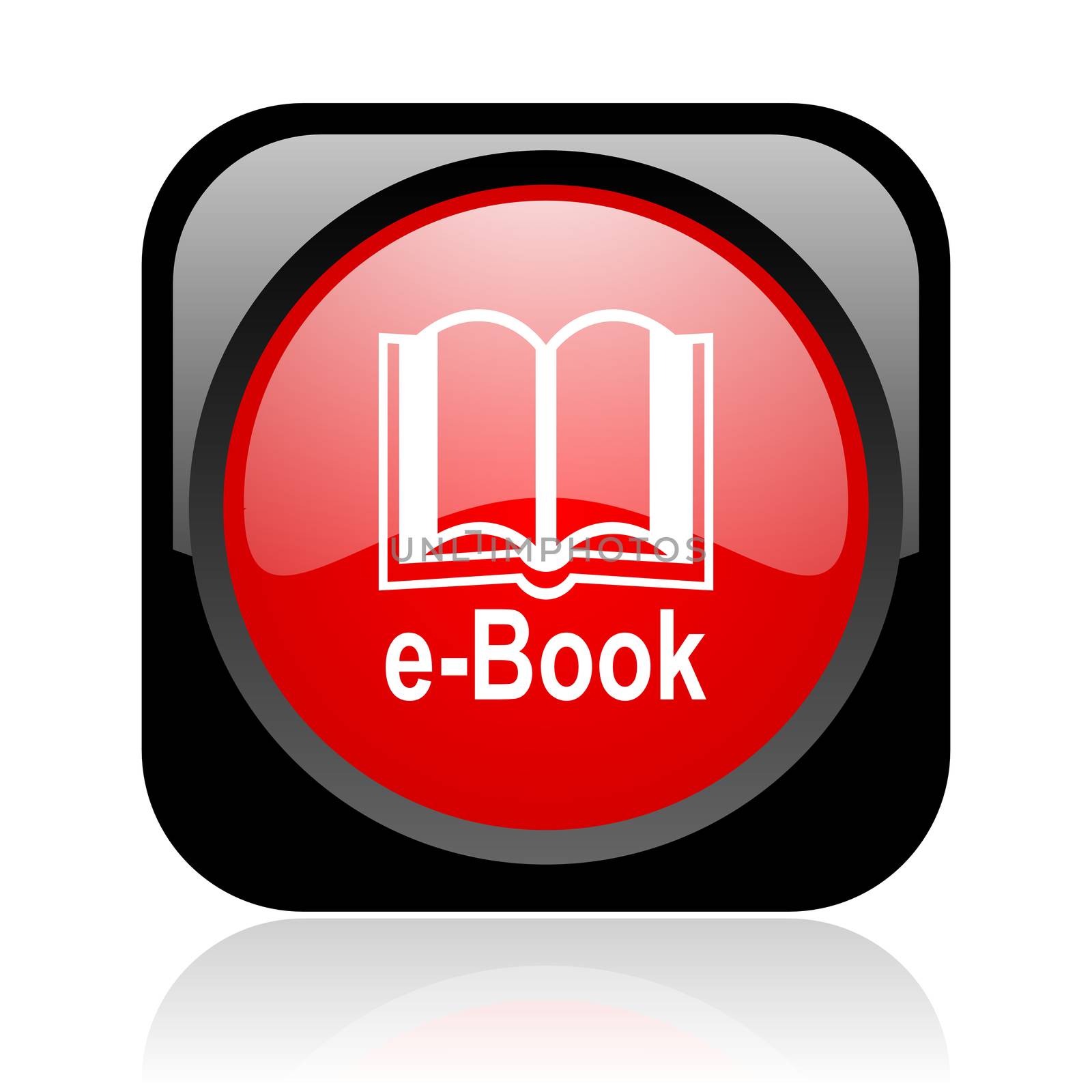 e-book black and red square web glossy icon