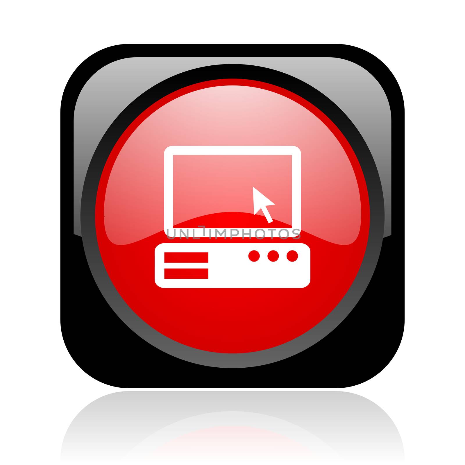 pc black and red square web glossy icon