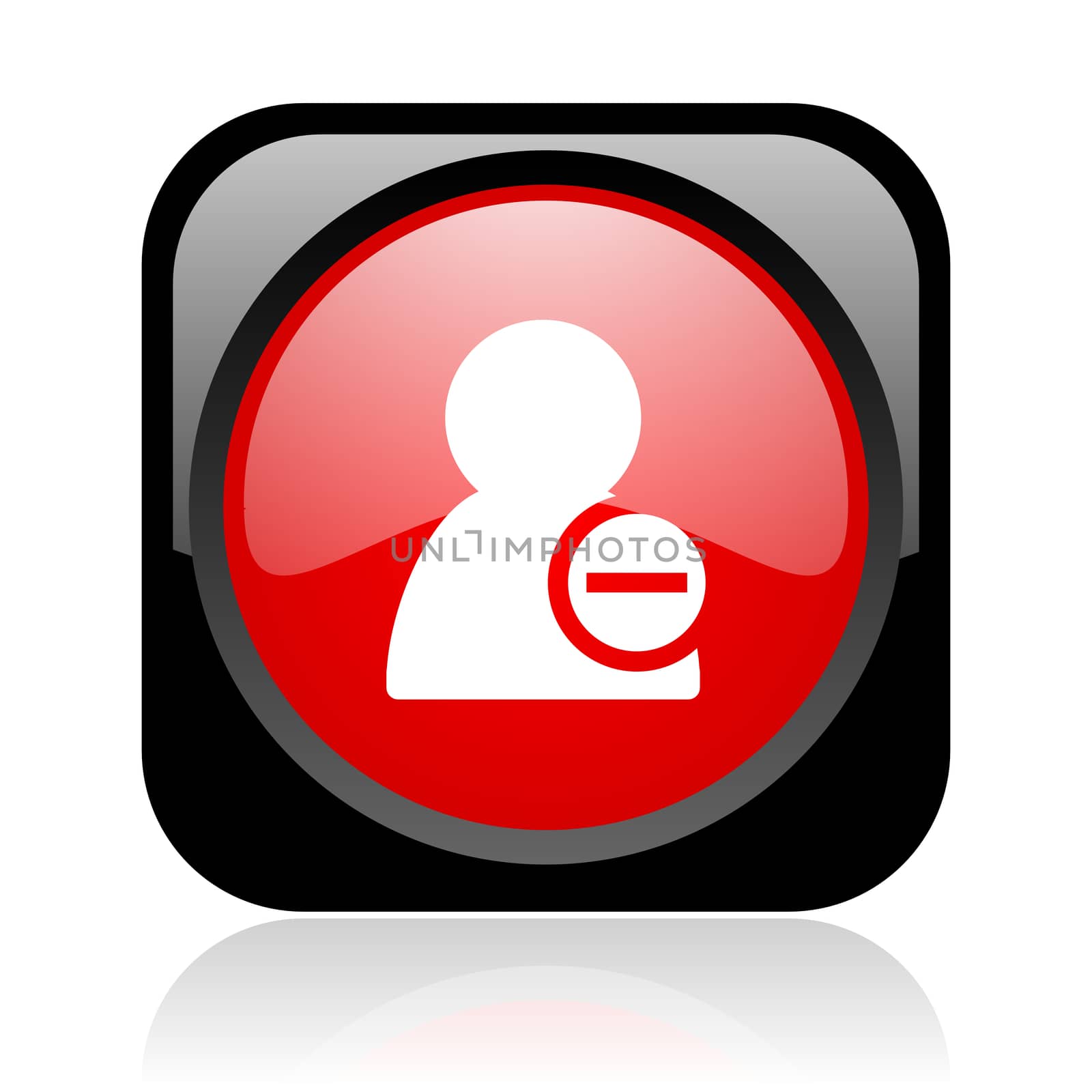 remove contact black and red square web glossy icon