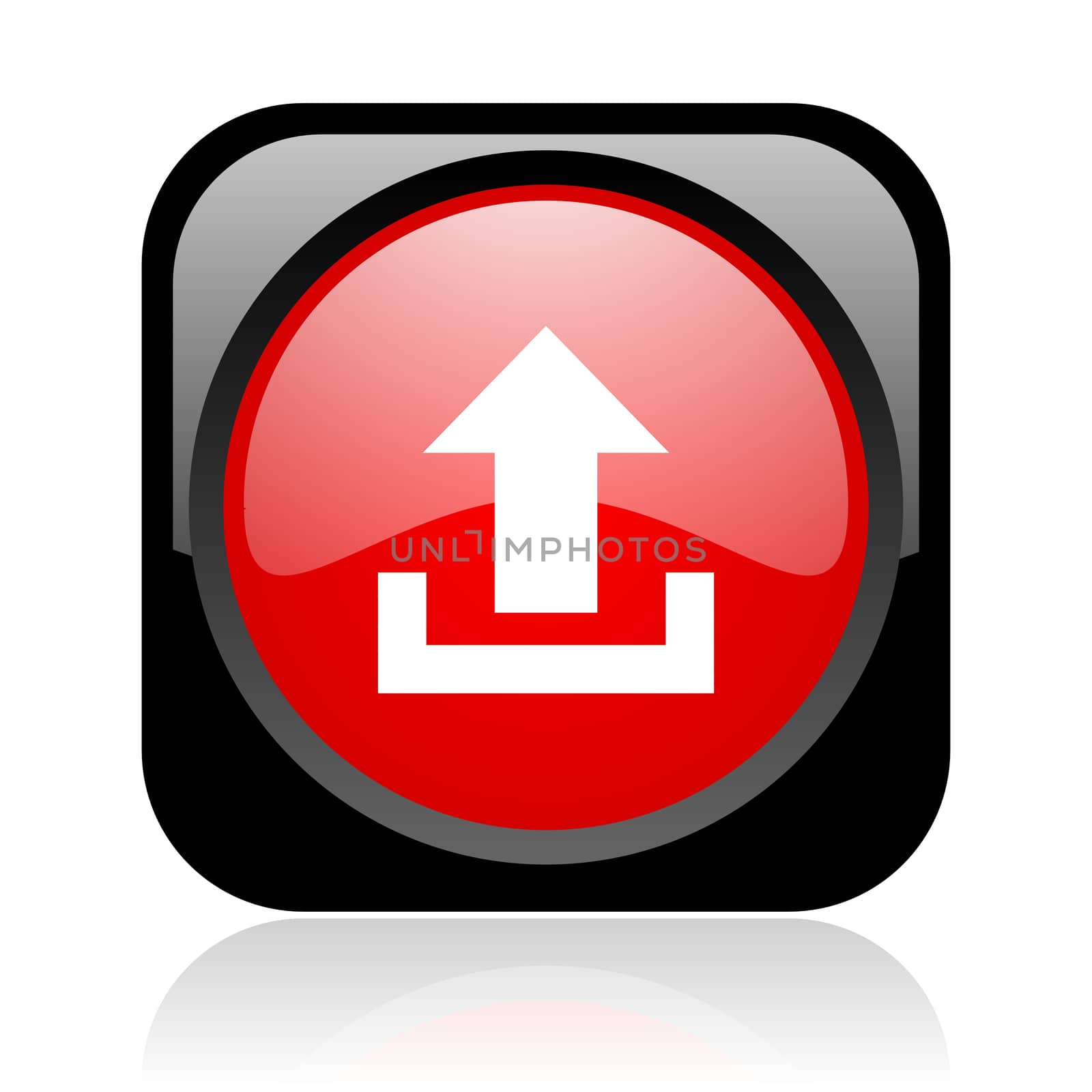 upload black and red square web glossy icon