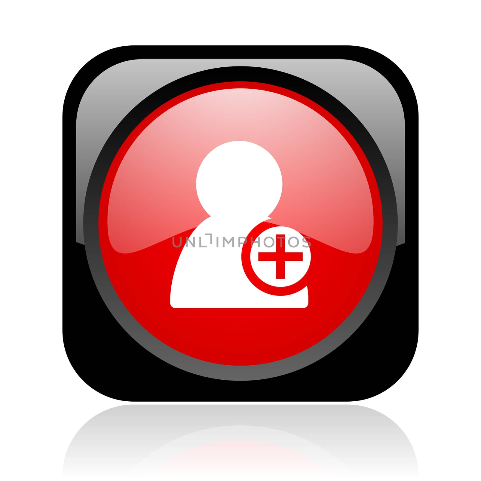 add contact black and red square web glossy icon