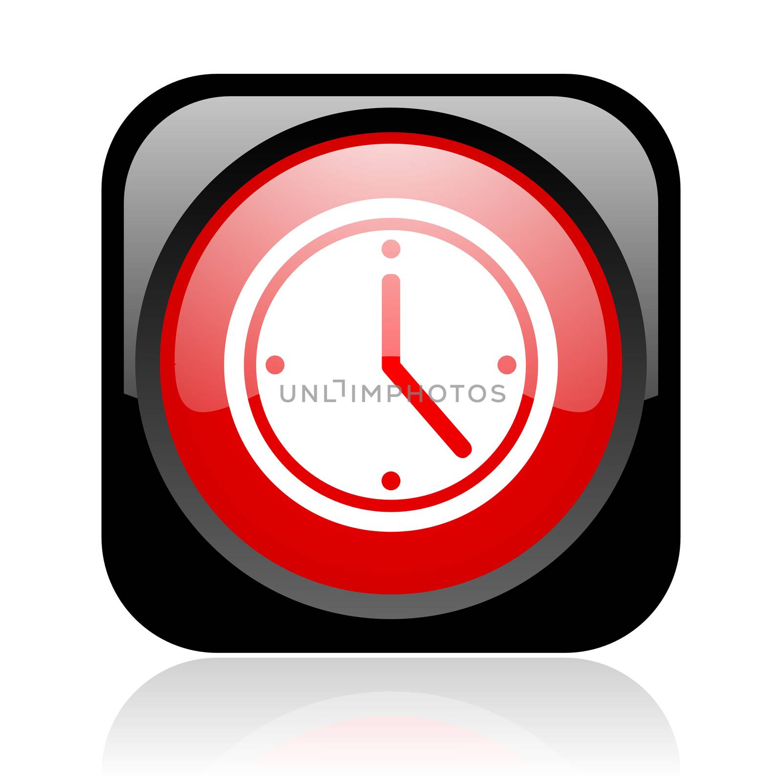 clock black and red square web glossy icon
