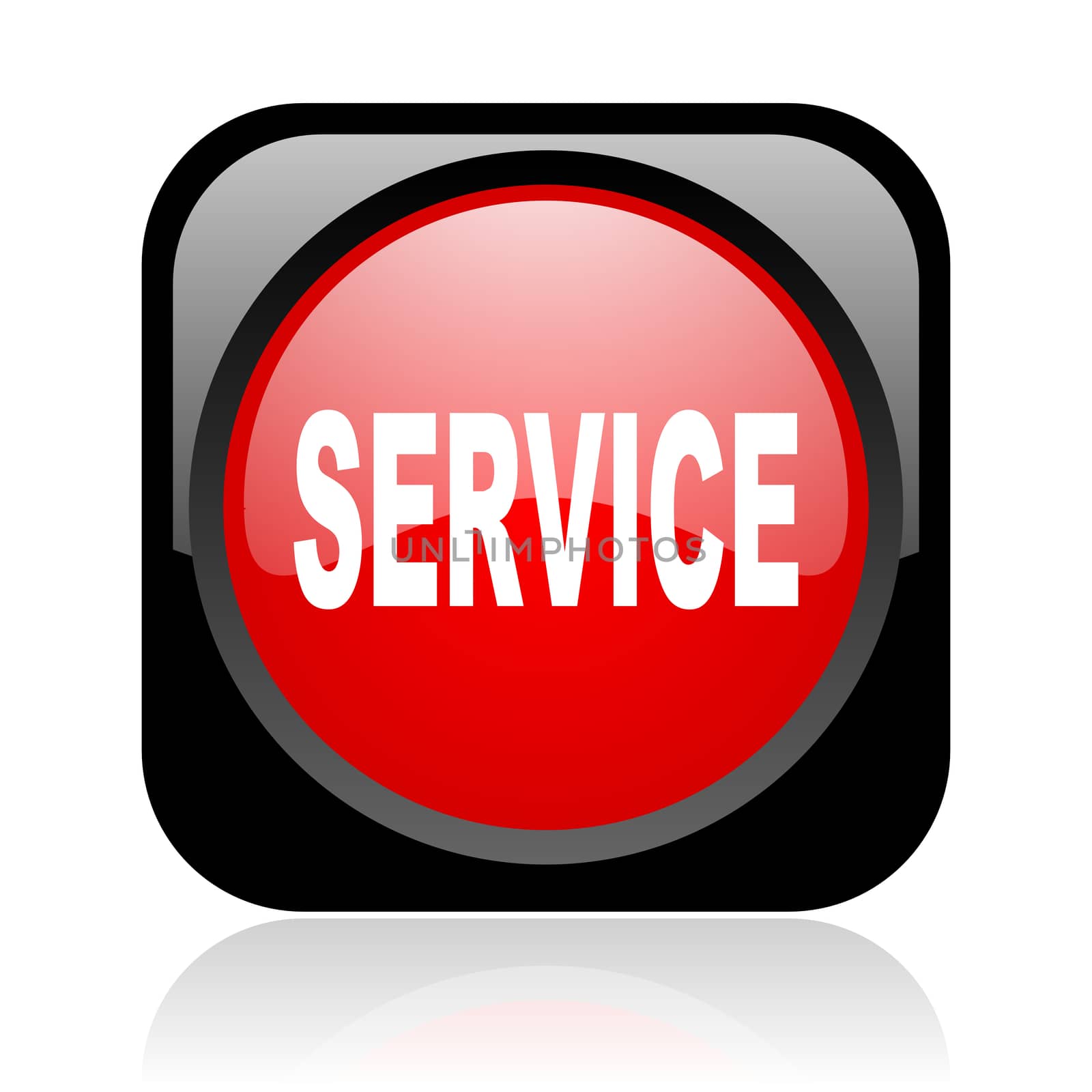 service black and red square web glossy icon