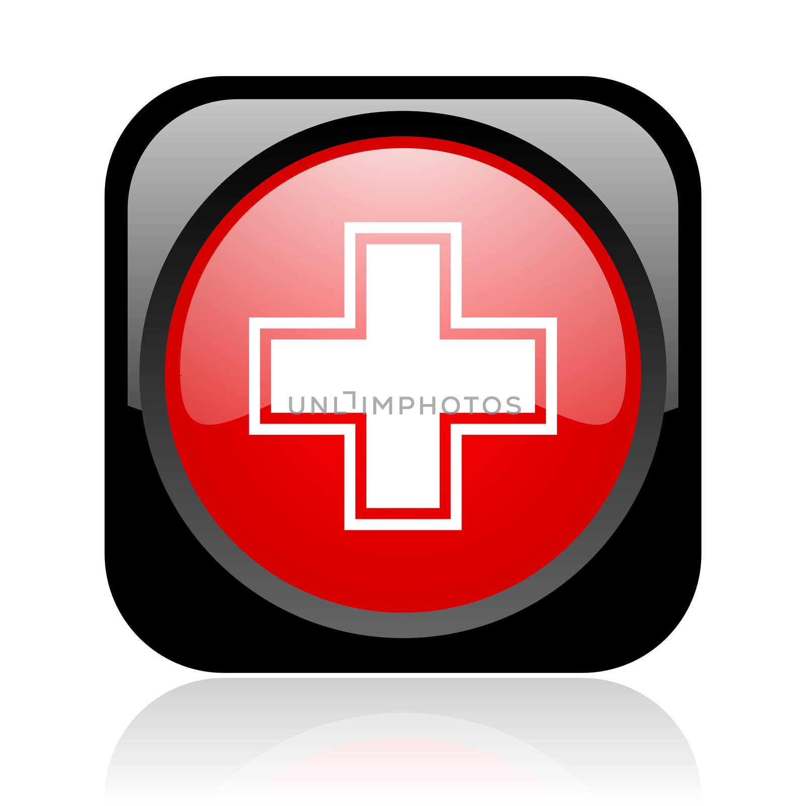 pharmacy black and red square web glossy icon