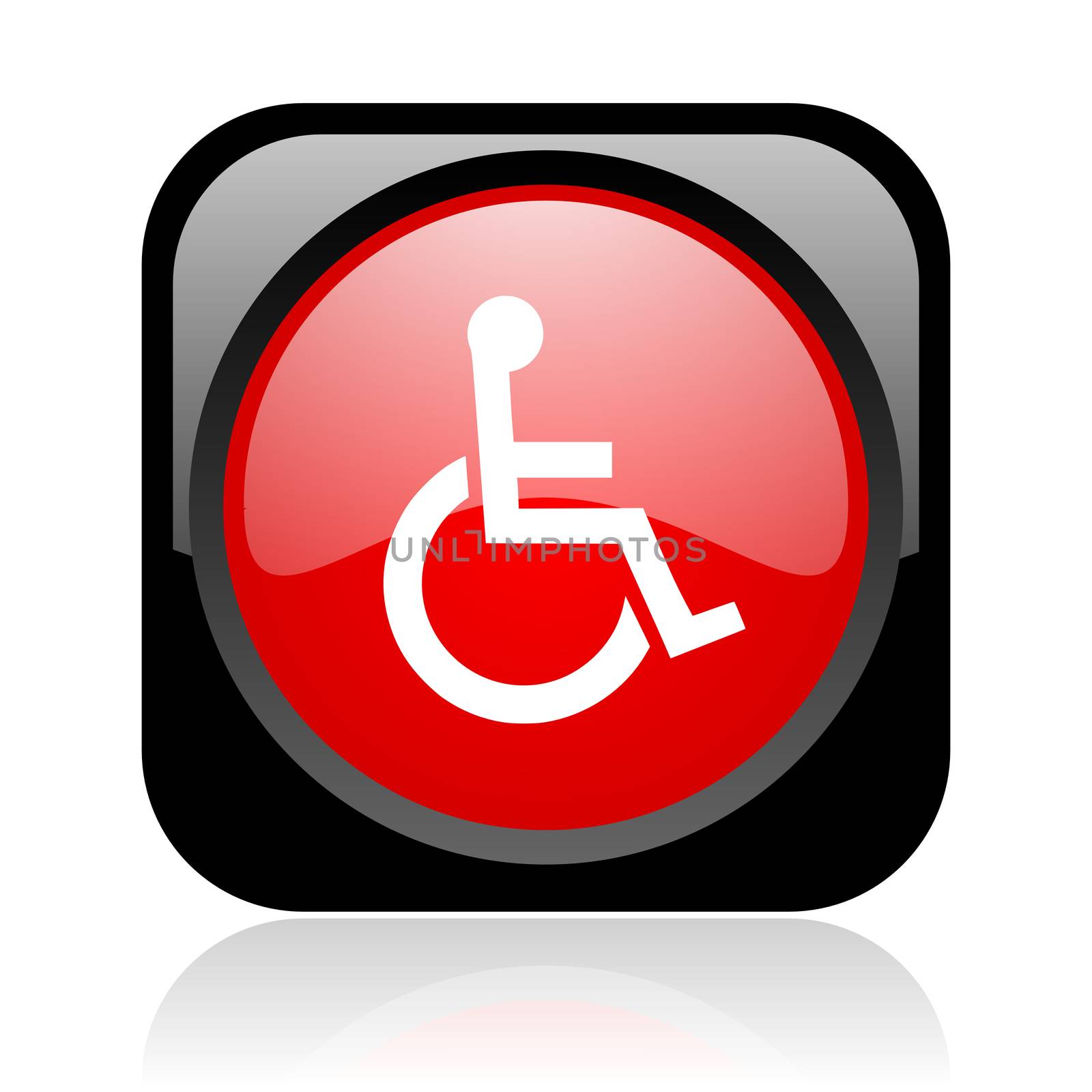 accessibility black and red square web glossy icon