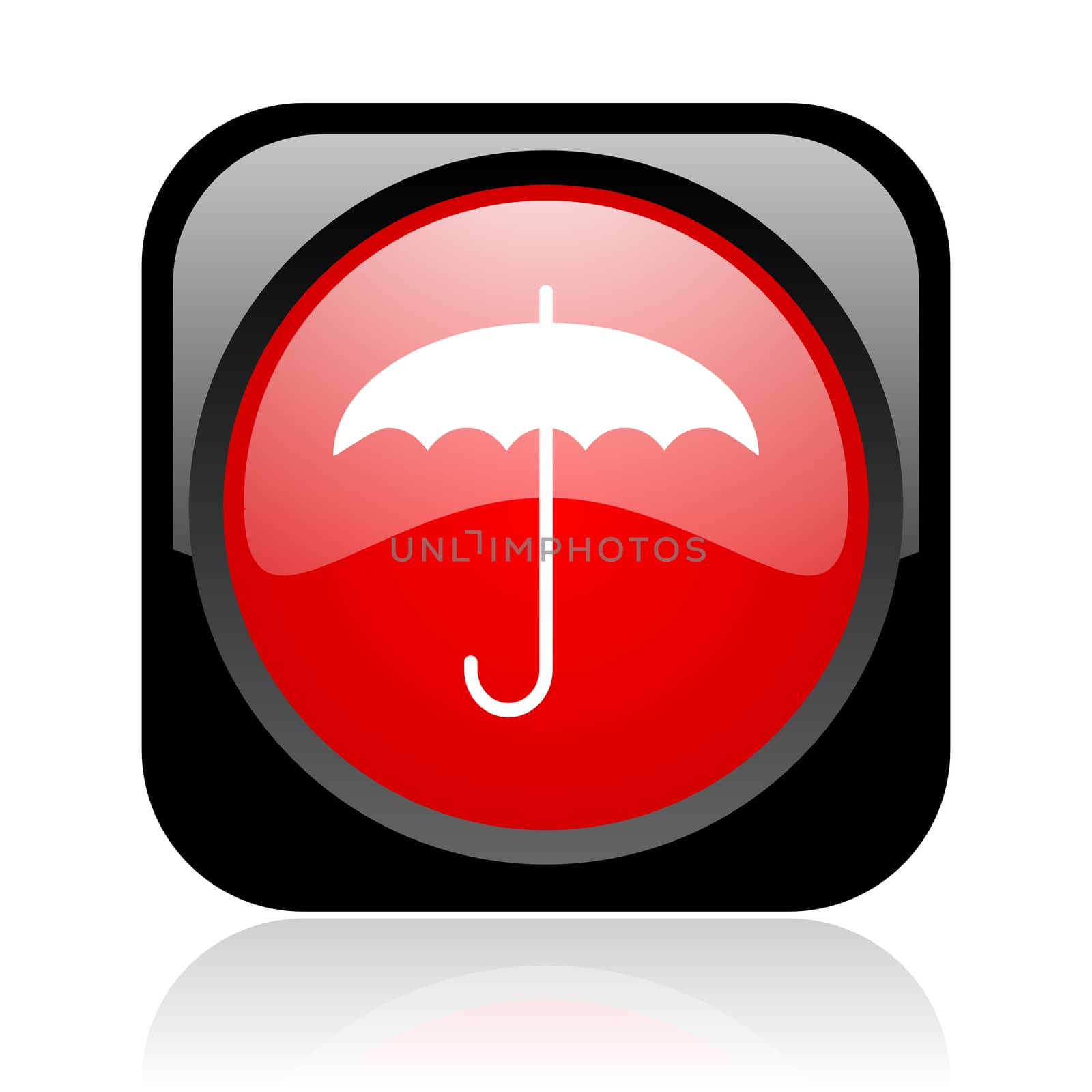 umbrella black and red square web glossy icon