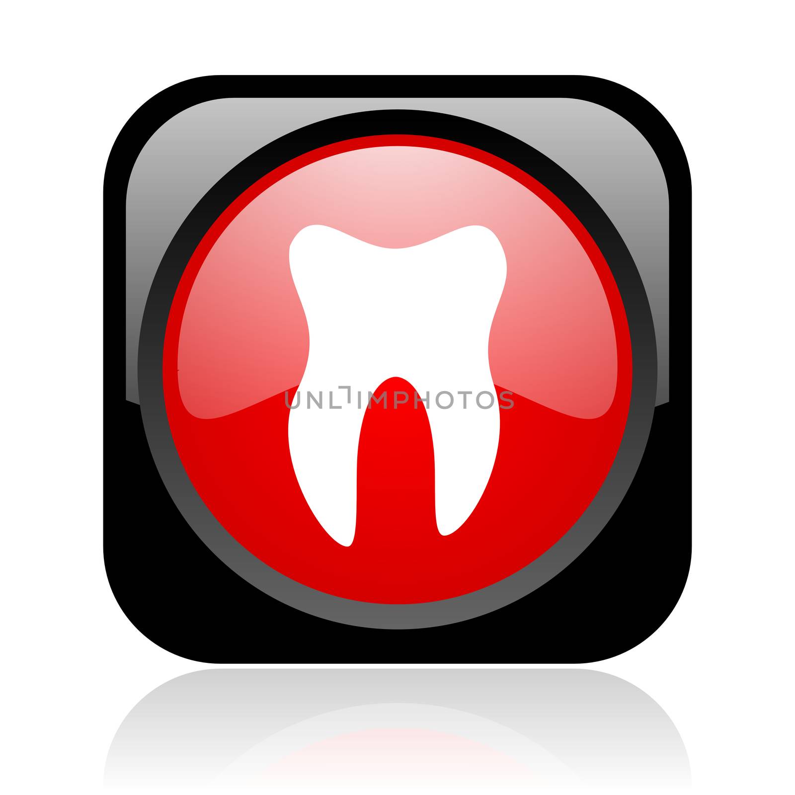 tooth black and red square web glossy icon by alexwhite