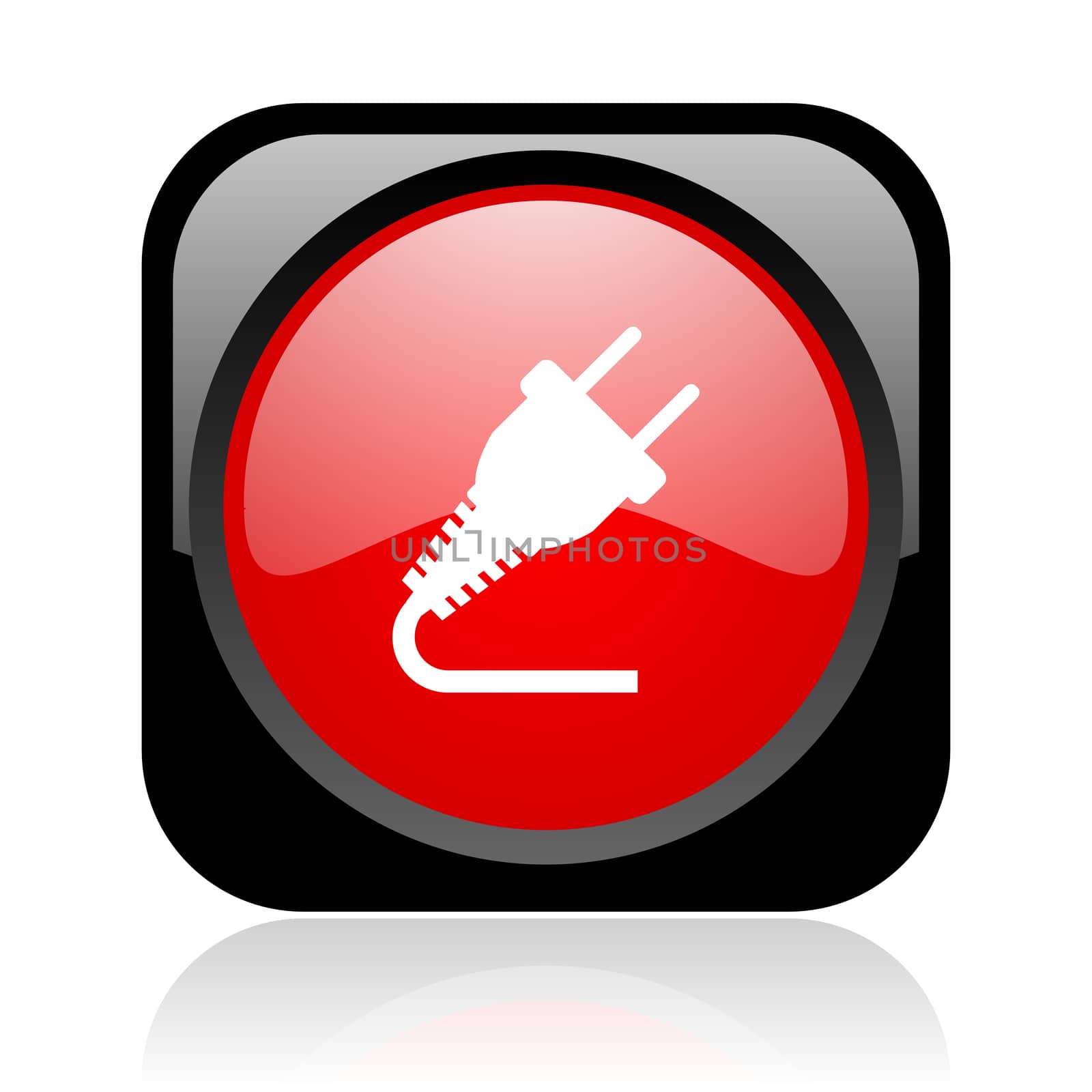 plug black and red square web glossy icon