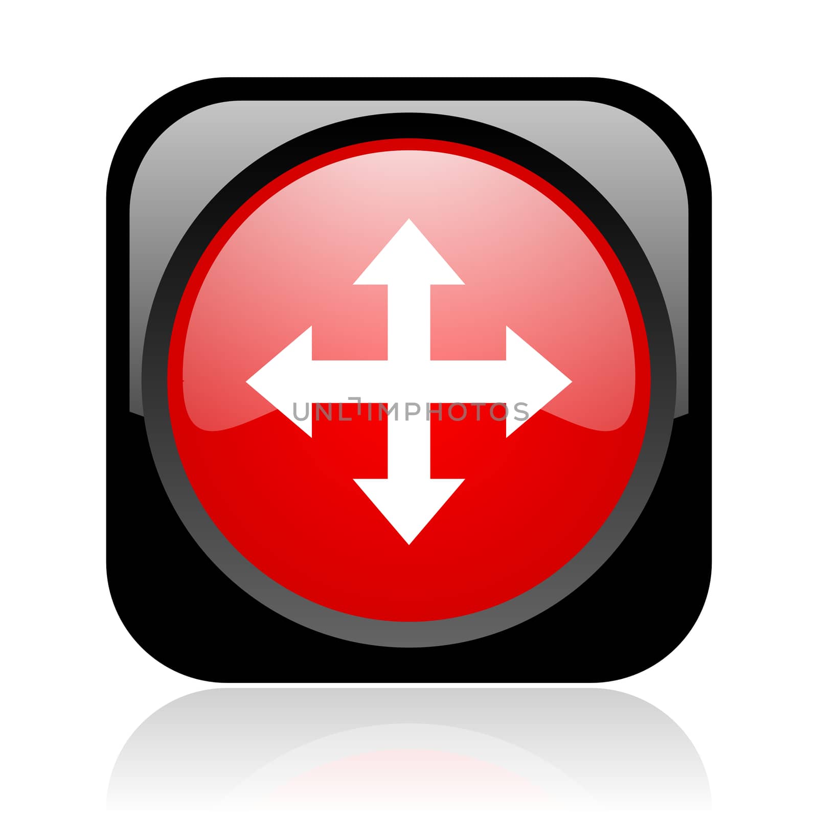 arrows black and red square web glossy icon