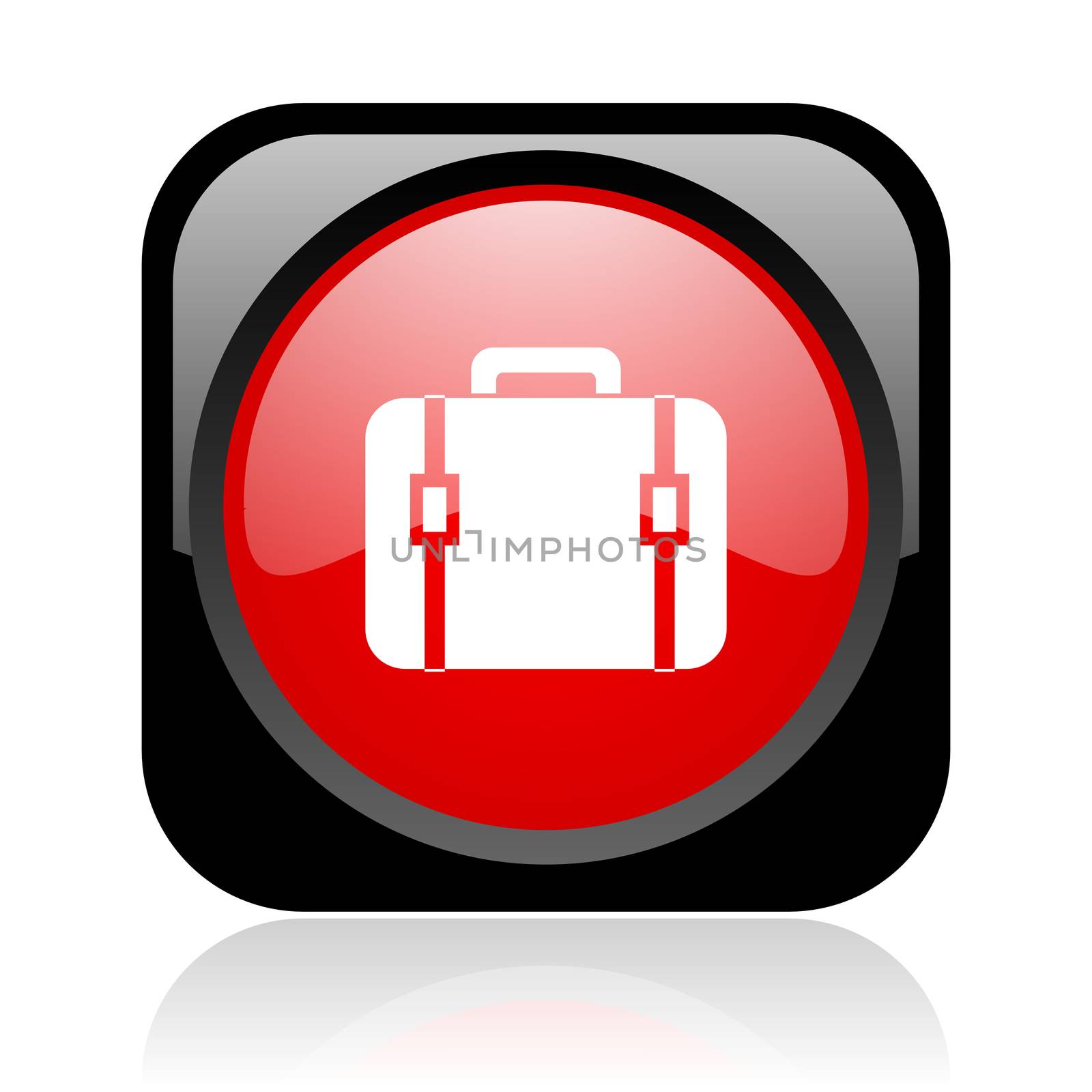 baggage black and red square web glossy icon