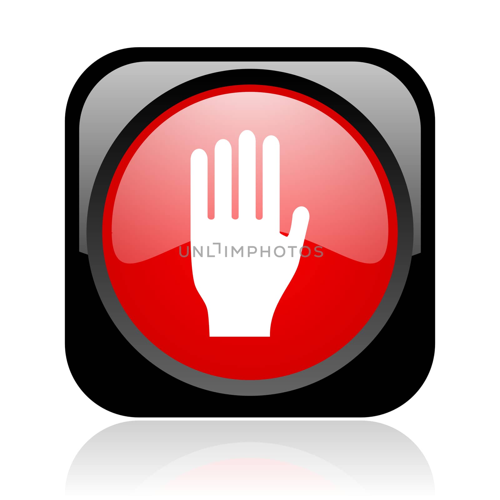 stop black and red square web glossy icon