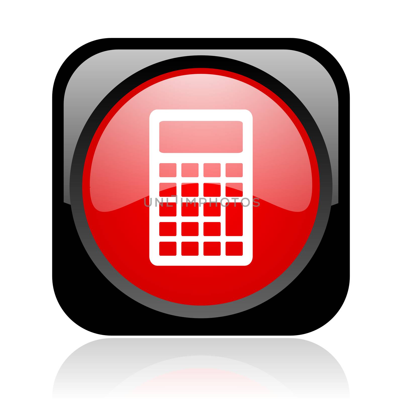 calculator black and red square web glossy icon