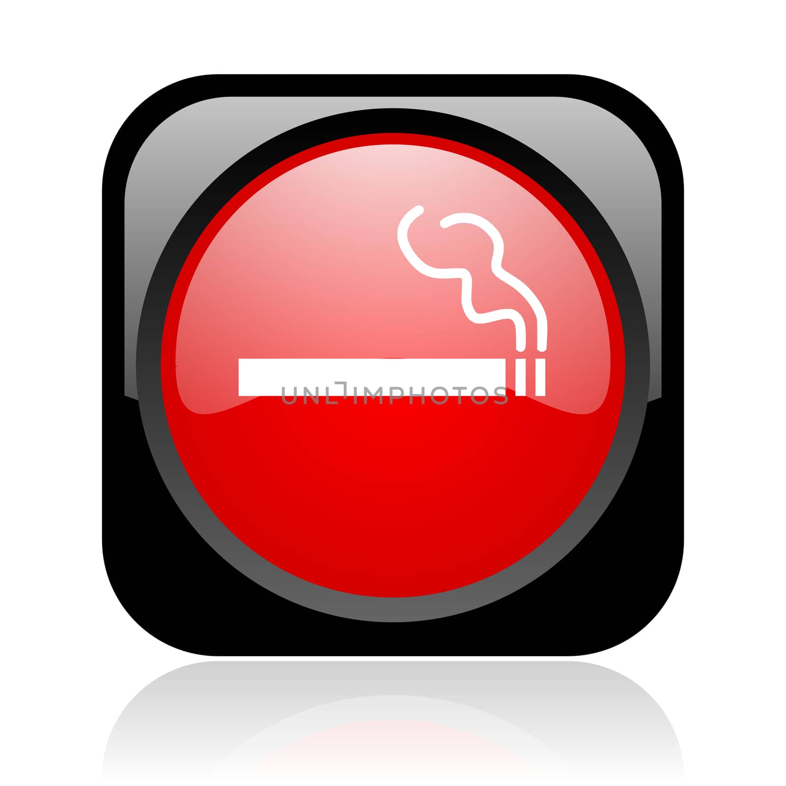 smoking black and red square web glossy icon