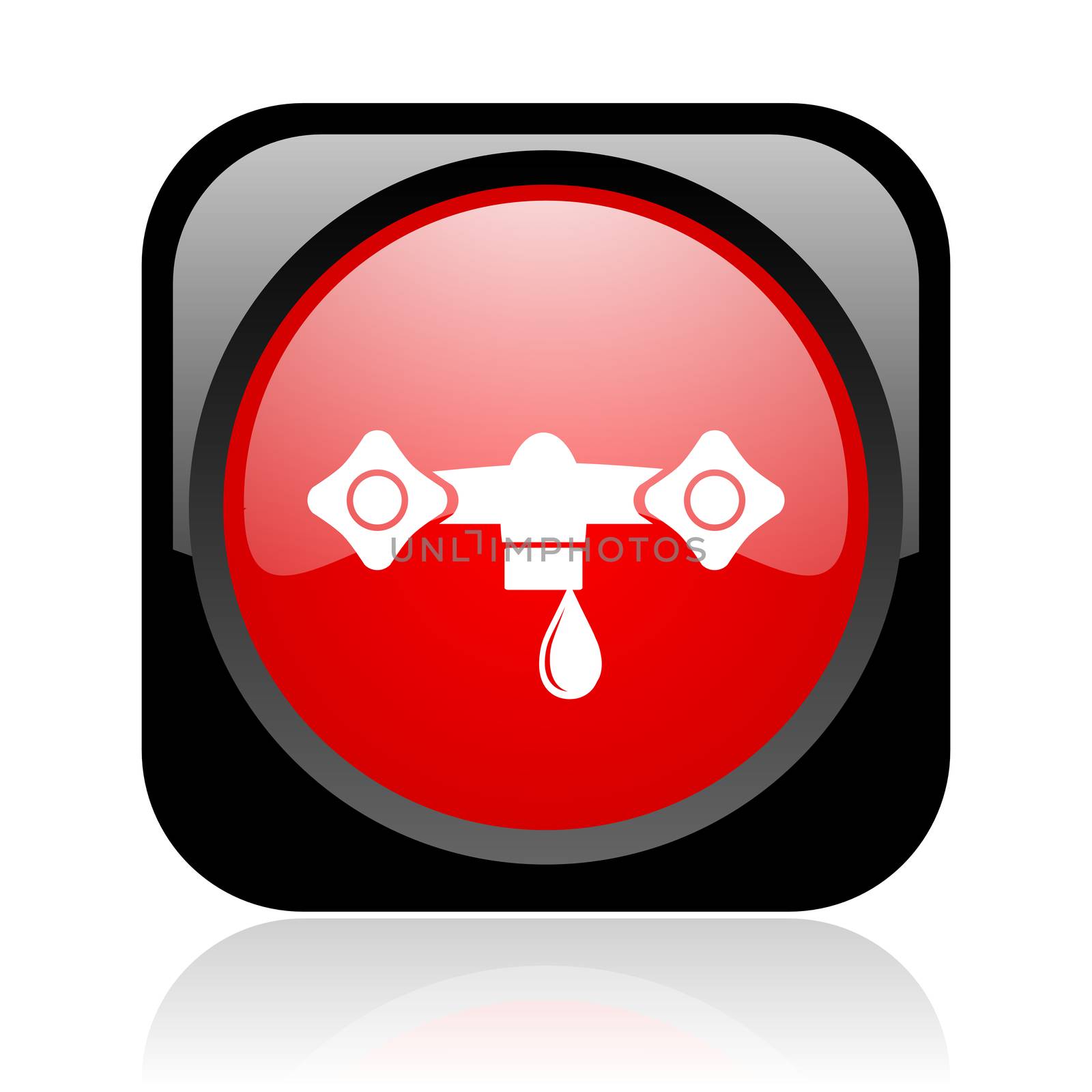 water black and red square web glossy icon